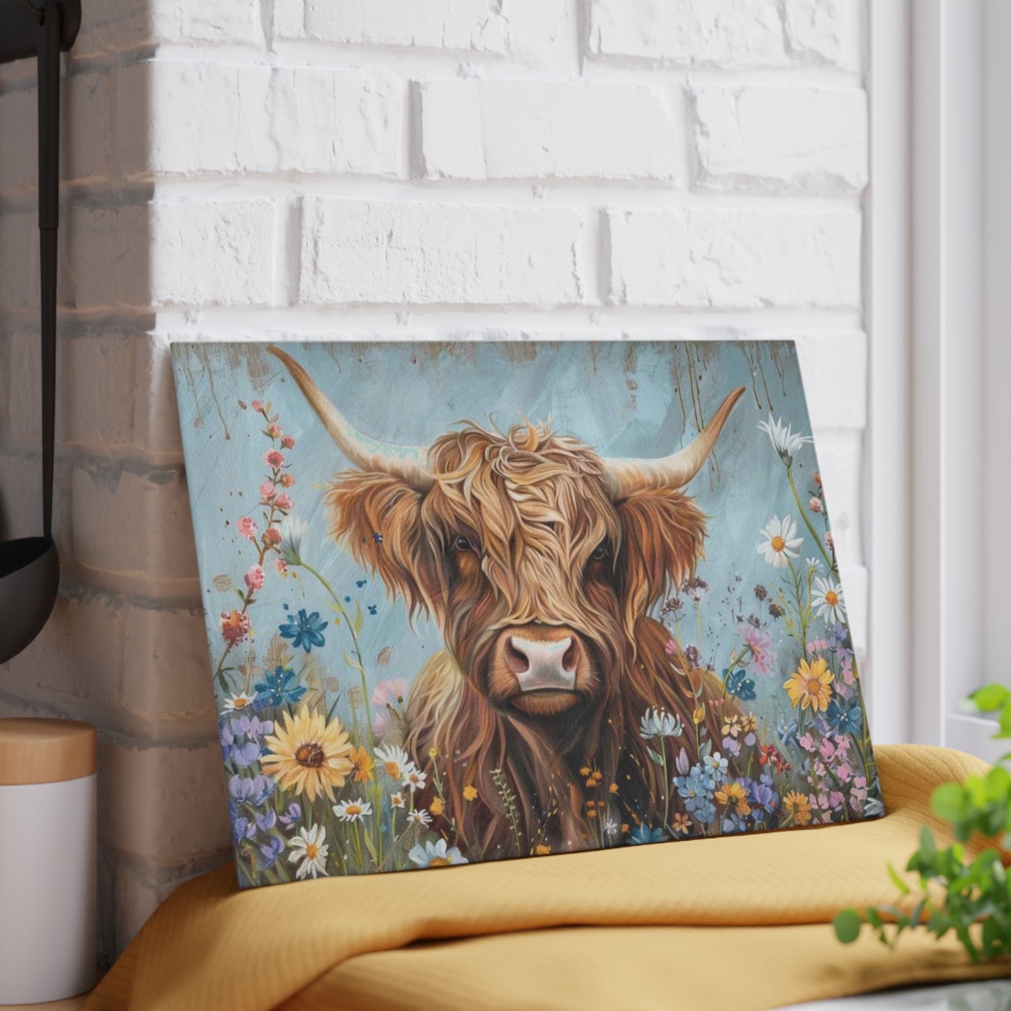 Tabla de cortar de vaca, tabla de cortar de vidrio con diseño de vaca de las Highlands, decoración de cocina con diseño de vaca, tabla de cortar para regalo de casa nueva, tabla de charcutería, regalos de vaca de las Highlands