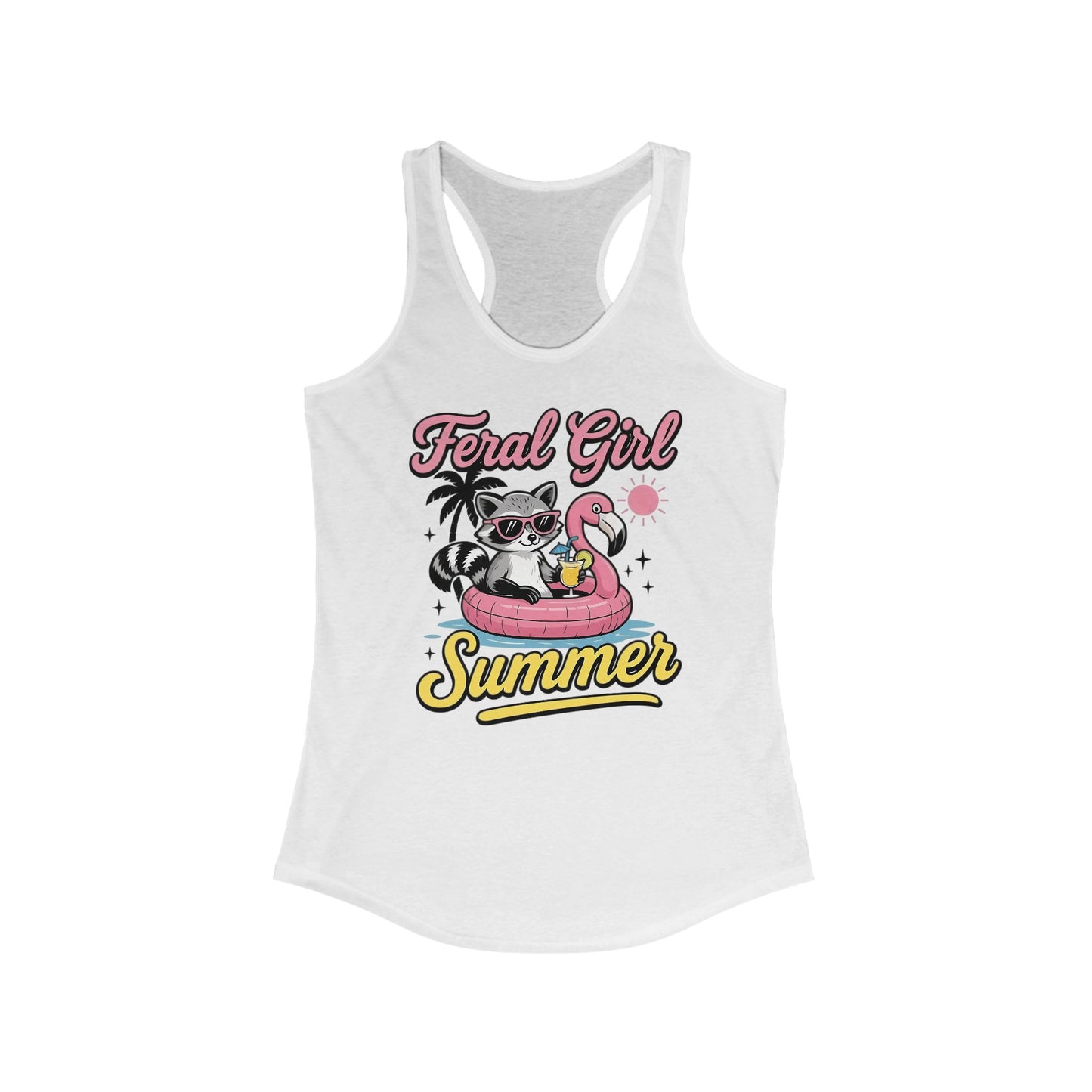 Camiseta de tirantes de verano para chica salvaje: mapache divertido con espalda nadadora flotante para mujer
