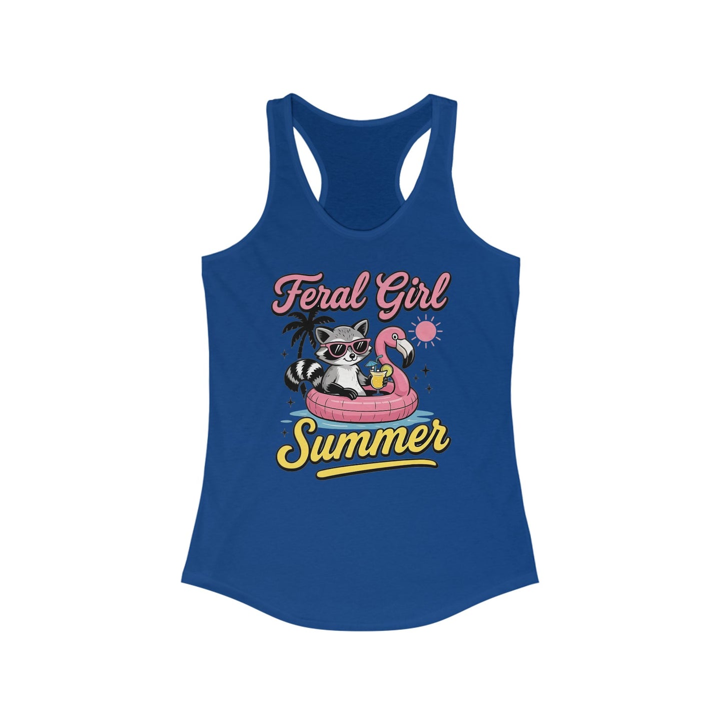 Camiseta de tirantes de verano para chica salvaje: mapache divertido con espalda nadadora flotante para mujer