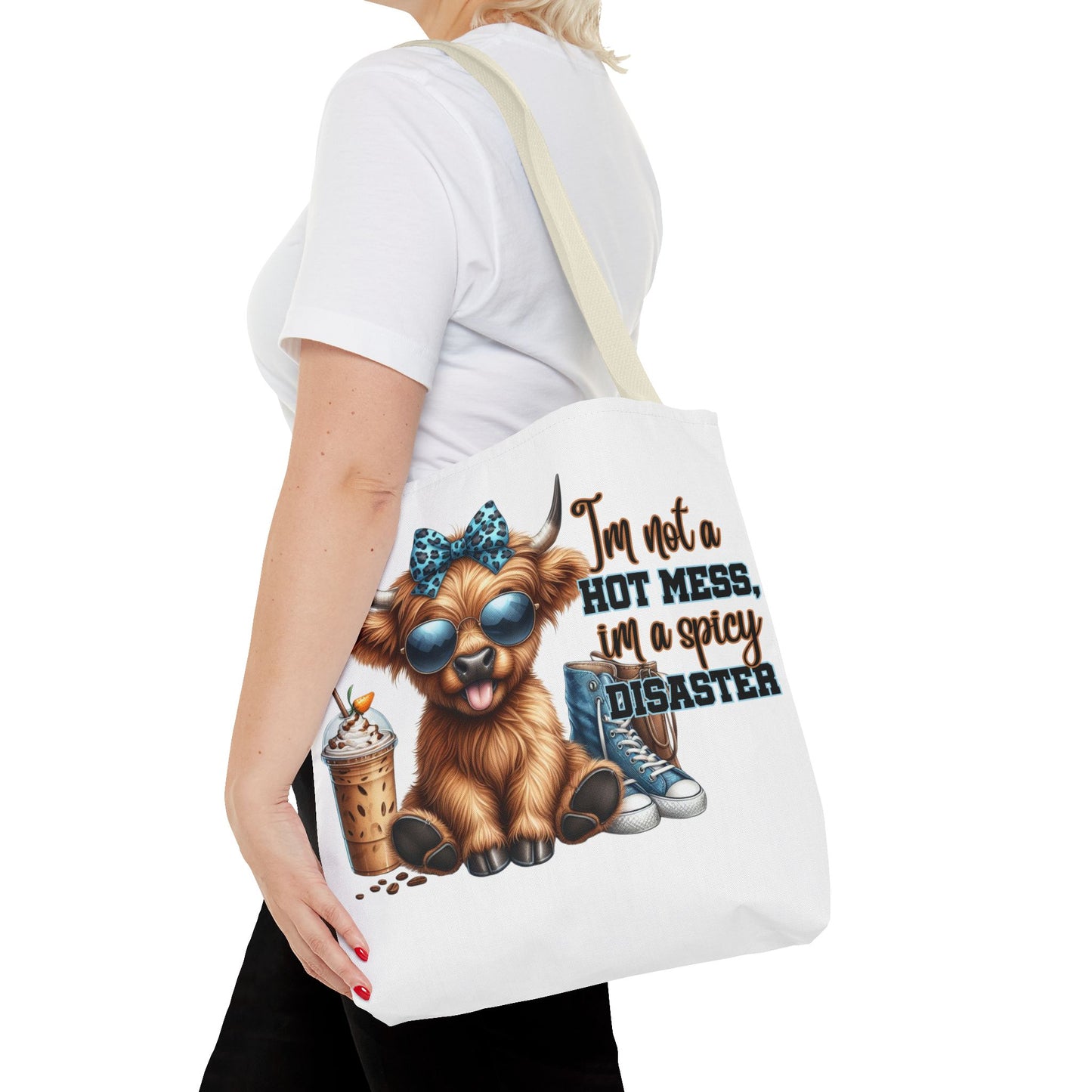 Bolsa de tela Highland Cow: «No soy un desastre picante, soy un desastre picante».