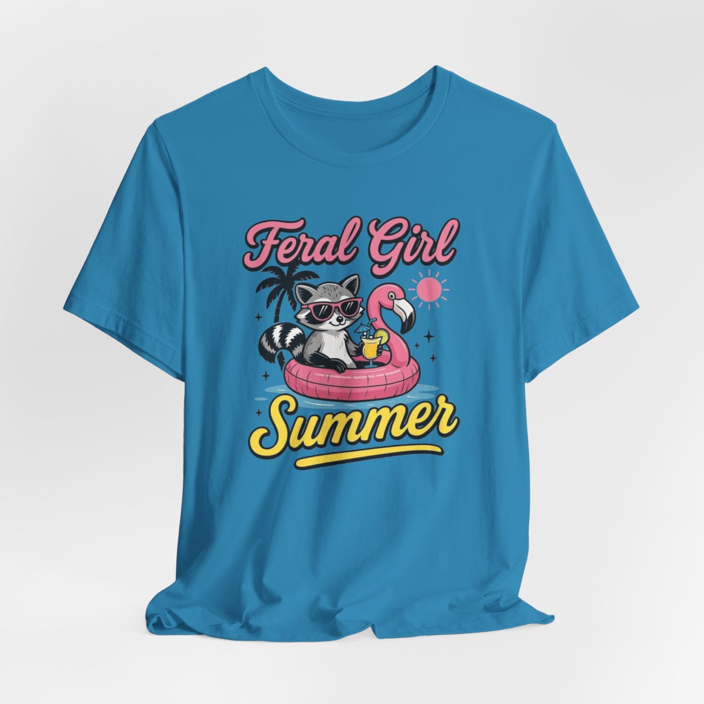 Camiseta de verano para chica salvaje: Mapache divertido con vuelo | Camiseta de verano para mujer