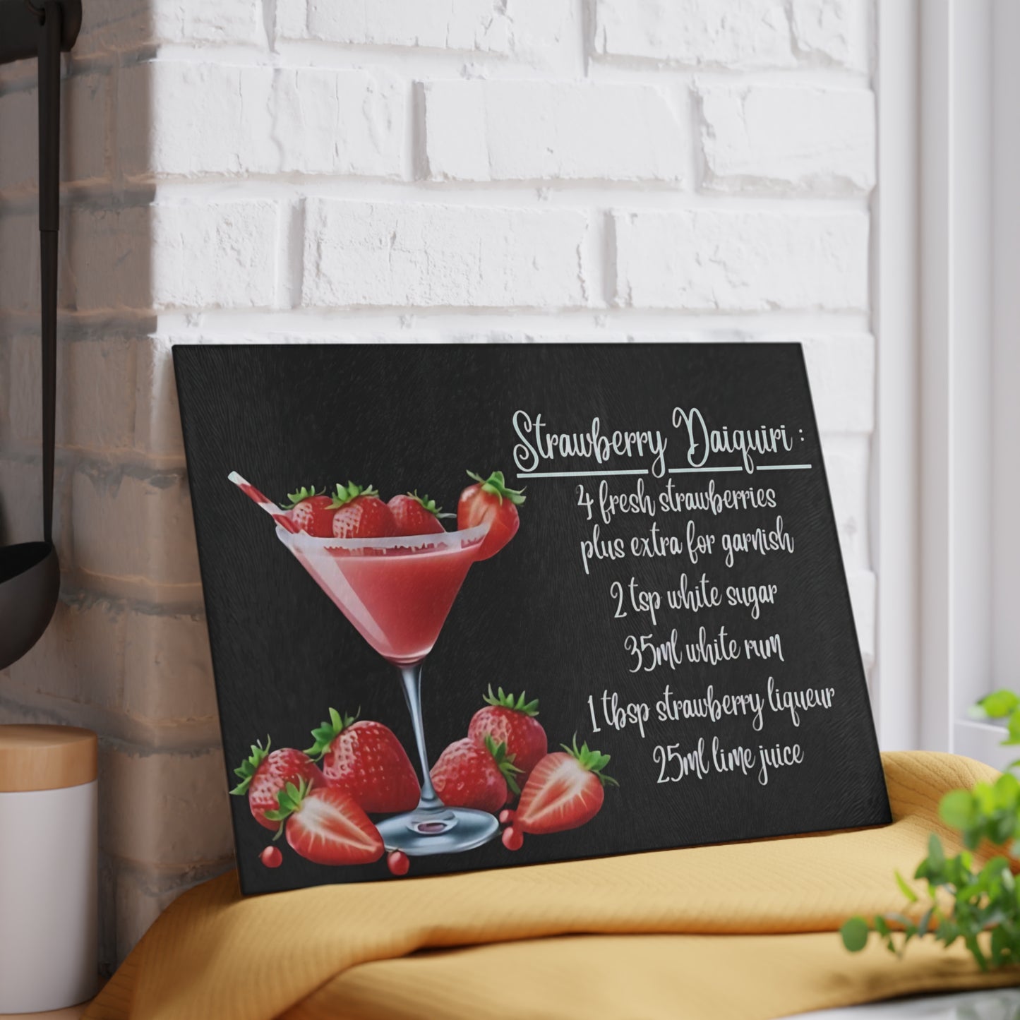🍓 Strawberry Daiquiri Recipe Cutting Board – A Sweet Splash of Style for Your Kitchen