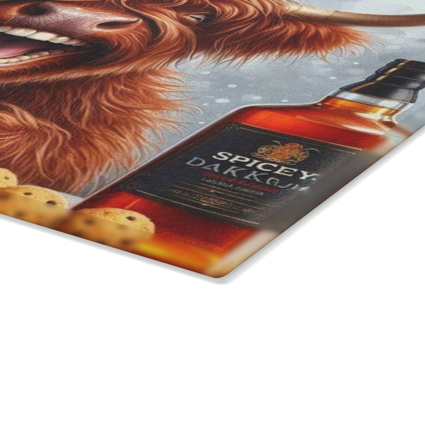 Tabla de cortar de vaca de las Tierras Altas, tabla de cortar de vidrio templado, tabla de charcutería, tabla de cortar, regalo de inauguración de la casa, tabla de cortar personalizada