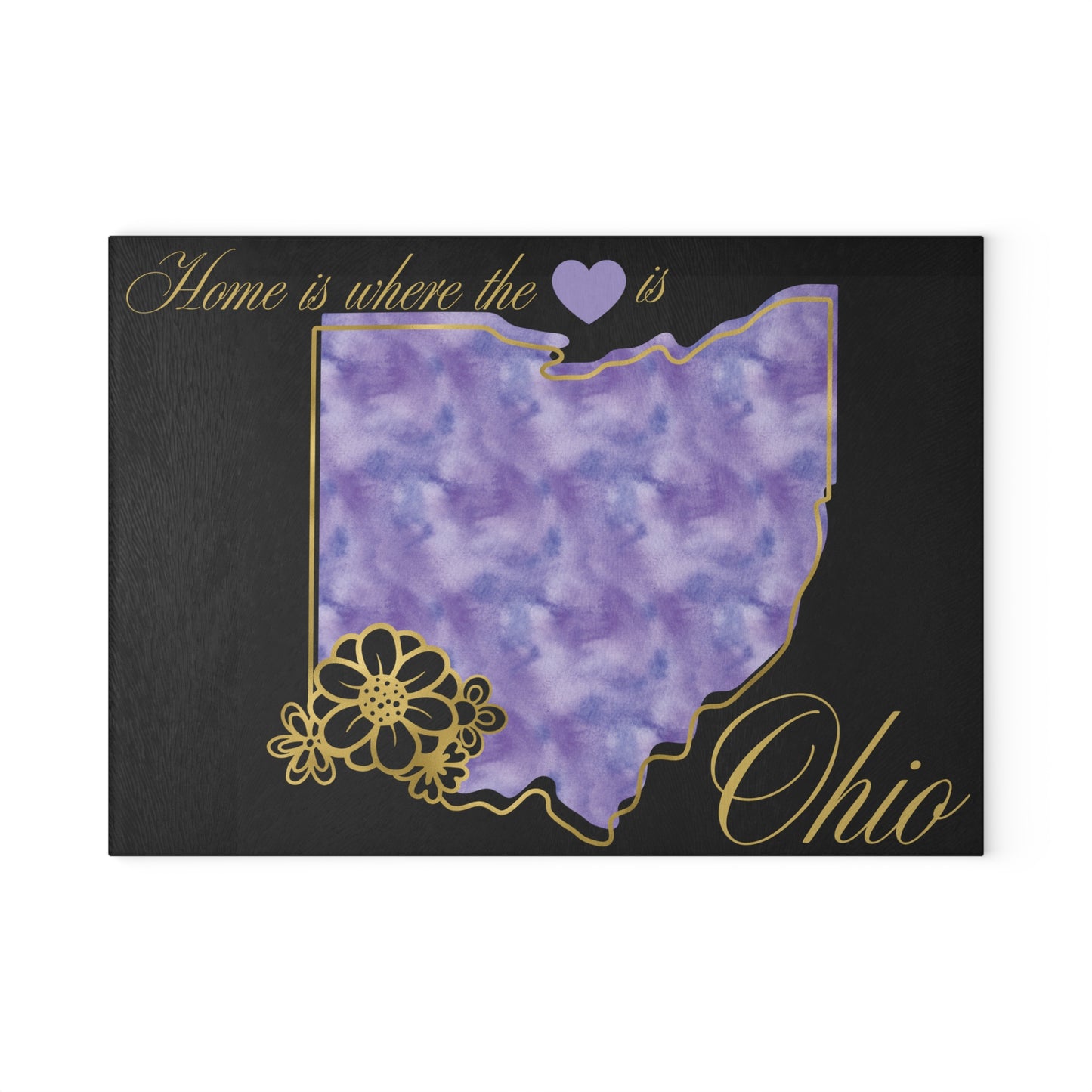 💜 Ohio State Cutting Board – Soft Purple Pride with Floral Heart Elegance
