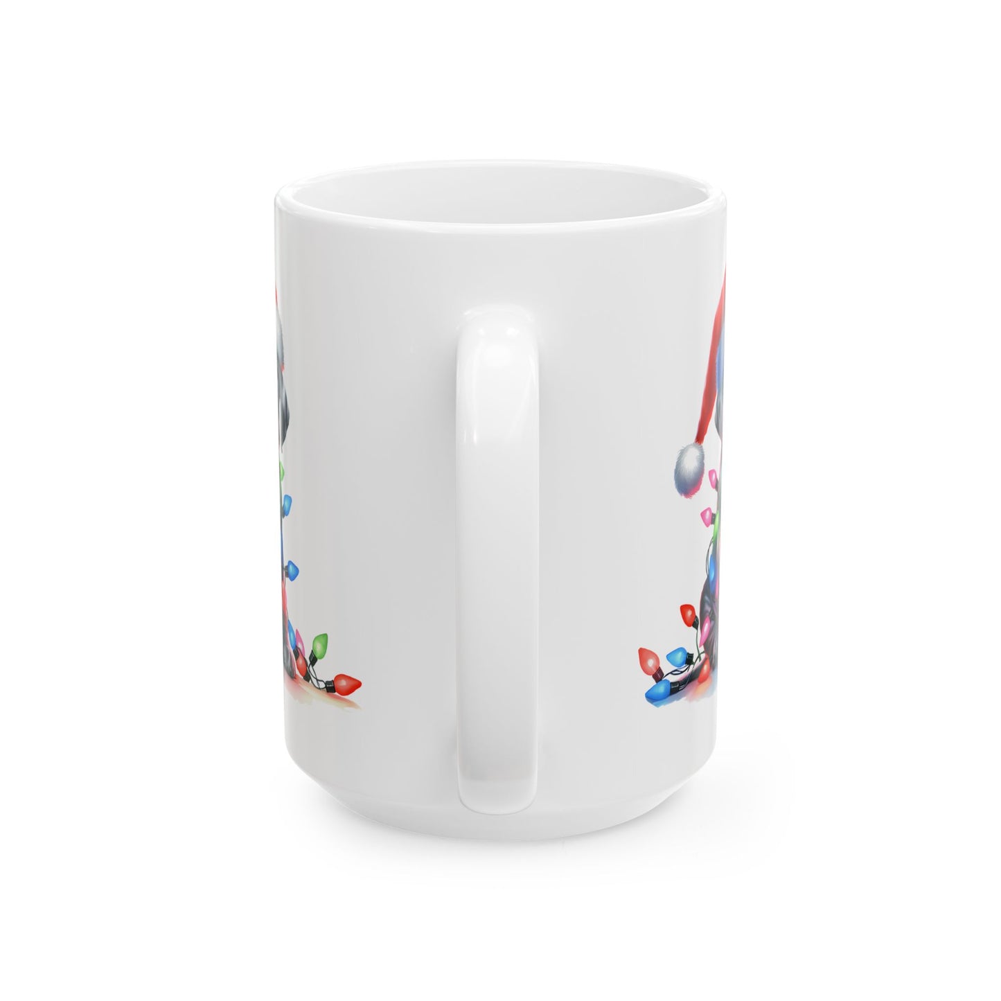 ๐ Great Dane Christmas Lights Mug โ Festive Pup Charm in Every Sip ๐