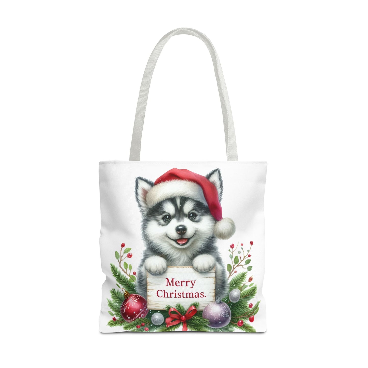 🎁 Husky “Merry Christmas” Tote Bag – Holiday Cuteness You Can Carry 🎄