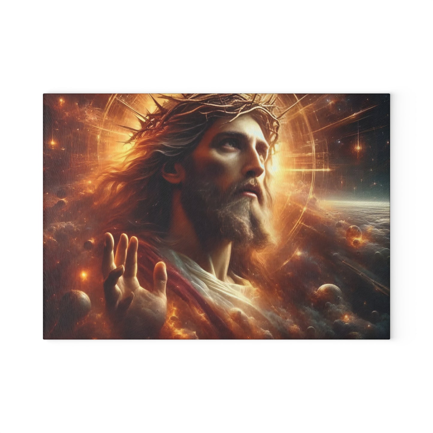 Tabla de cortar de Jesús, tabla de cortar de vidrio templado, tabla de charcutería, tabla de cortar, regalo de inauguración de la casa, tabla de cortar personalizada