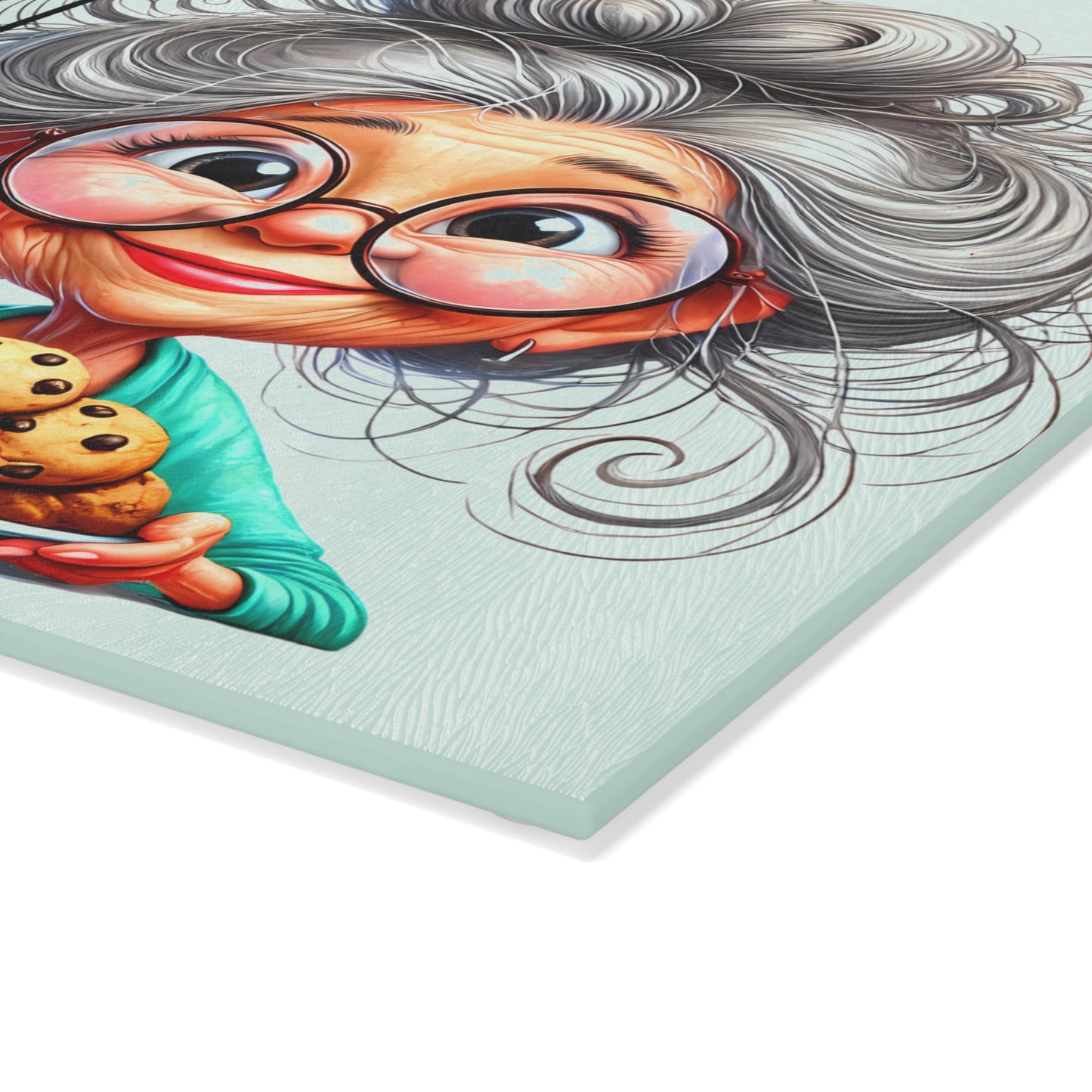 Tabla de cortar para cocina "Vive, ama y cocina": diseño original de abuela y gráfico de galletas