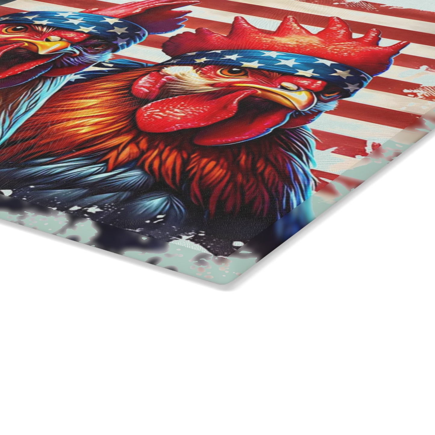 🐓🇺🇸 Patriotic Rooster Bandana Cutting Board – Bold Farmhouse Americana Kitchen Décor 🌾✨