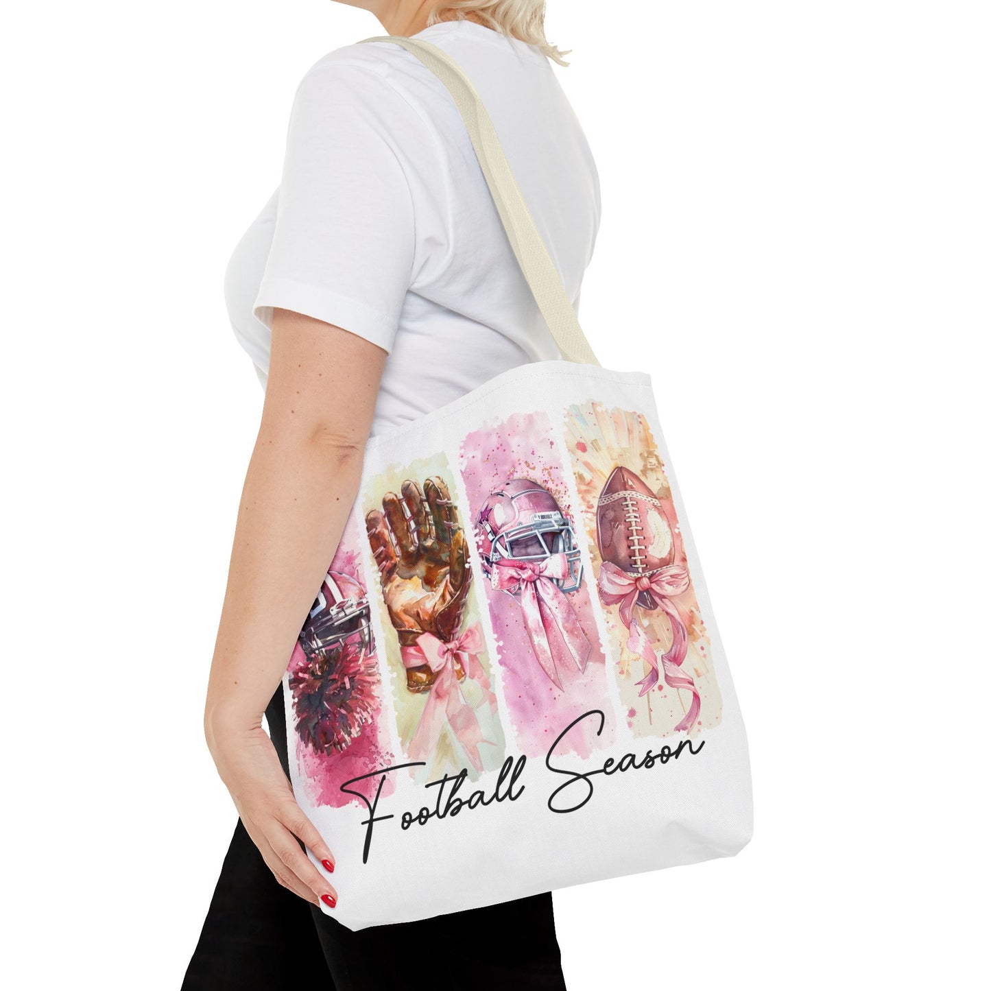 🏈 Game Day Pink Awareness Tote Bag – Sporty Style with a Purpose 🎀👜