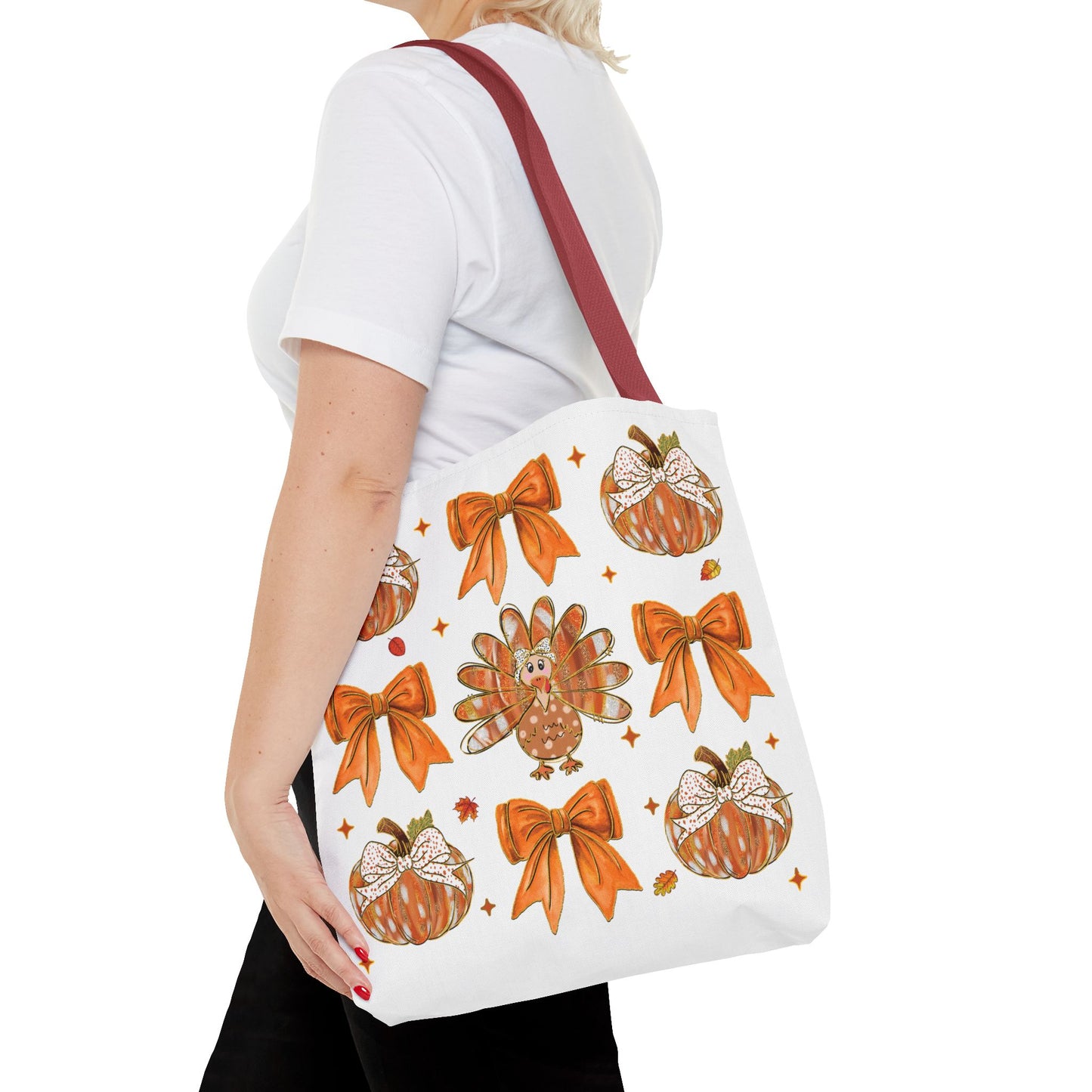 🎀 Girly Bows & Turkey Tote Bag – Cute & Cozy Thanksgiving Style 🦃🧡