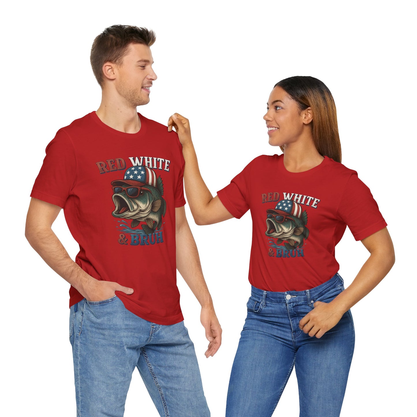 Divertida camiseta patriótica de pescado, con estampado rojo, blanco y negro, unisex, ideal para el 4 de julio, regalo para papá, ideal para barbacoas de verano.