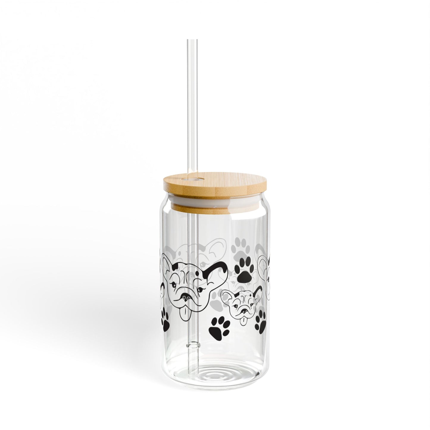 🐾🖤 Black & White Dog Face Sipper Glass – 16oz Pup Lover’s Hydration Buddy 🐶🥤
