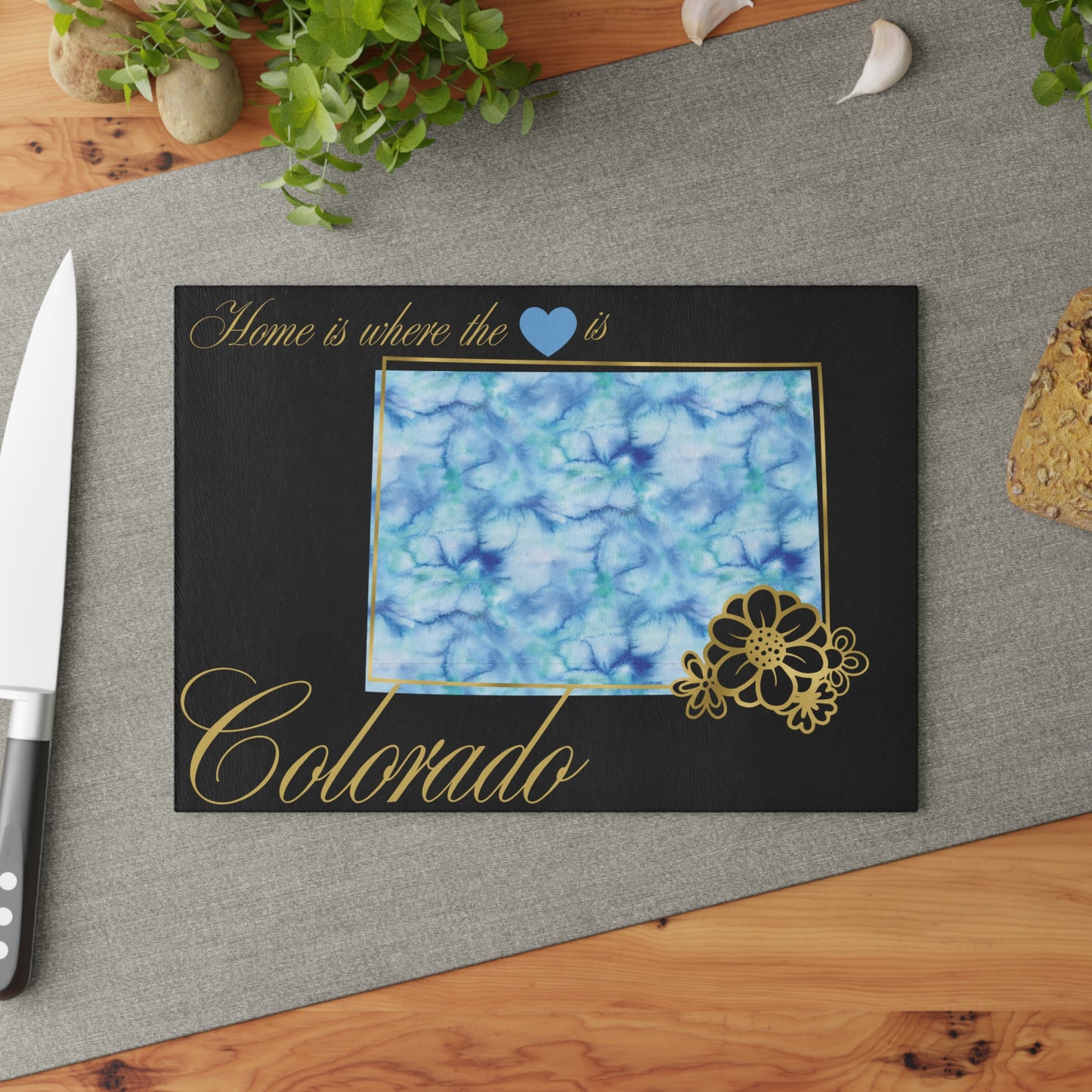 💙 Colorado Floral State Cutting Board – Mountain State Elegance with a Blue Sky Twist 🌲