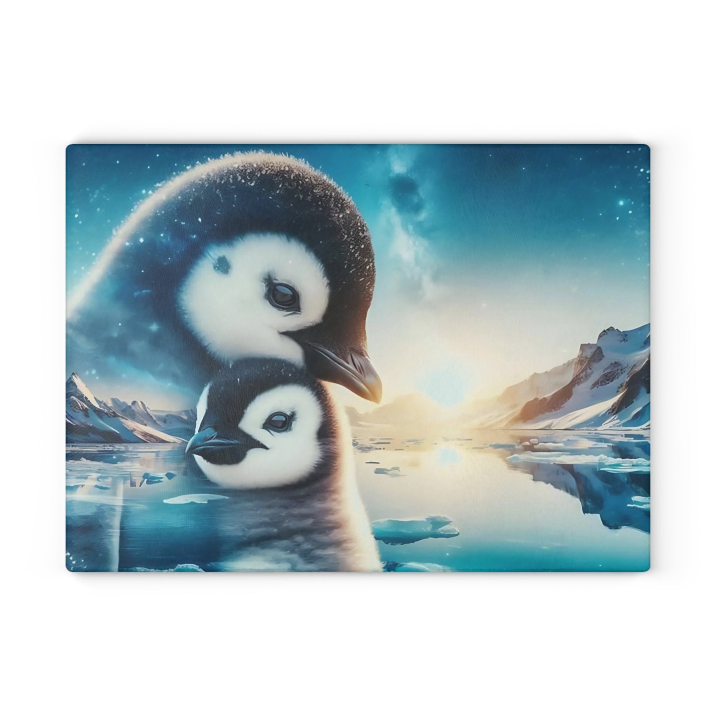 🐧❄️ Penguin & Chick Arctic Cutting Board – Polar Serenity for Your Kitchen ❄️🐧