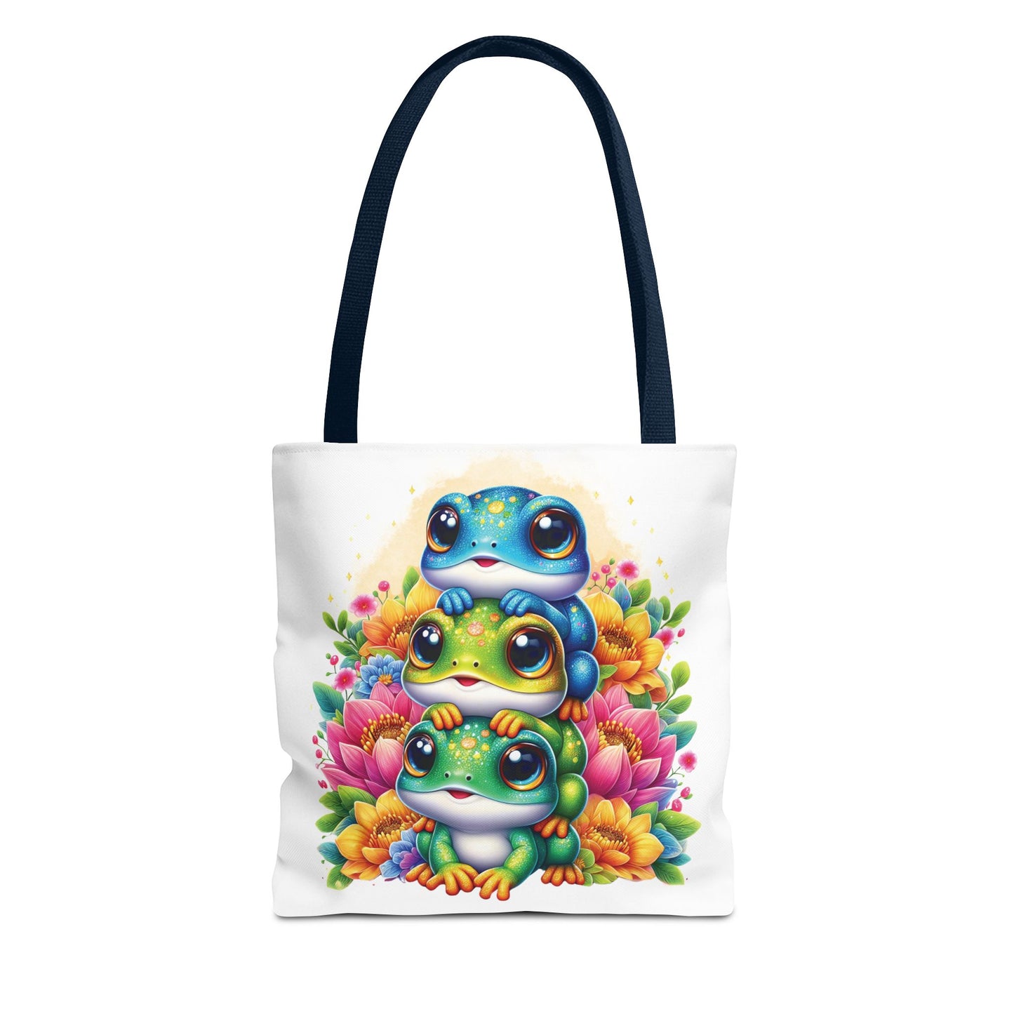 ๐ธ Stacked Frogs Floral Tote Bag โ Colorful Whimsy for Every Day ๐ธ๐
