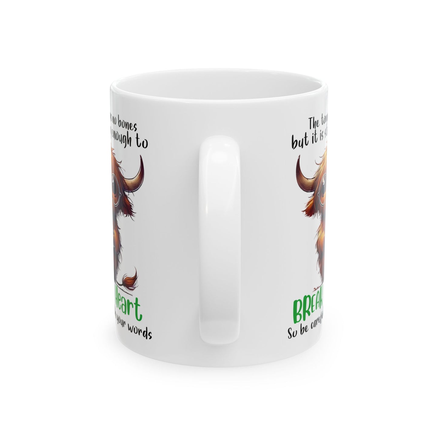 Taza de café "Rompe un corazón" de vaca de las Tierras Altas: un dulce recordatorio con un mensaje poderoso