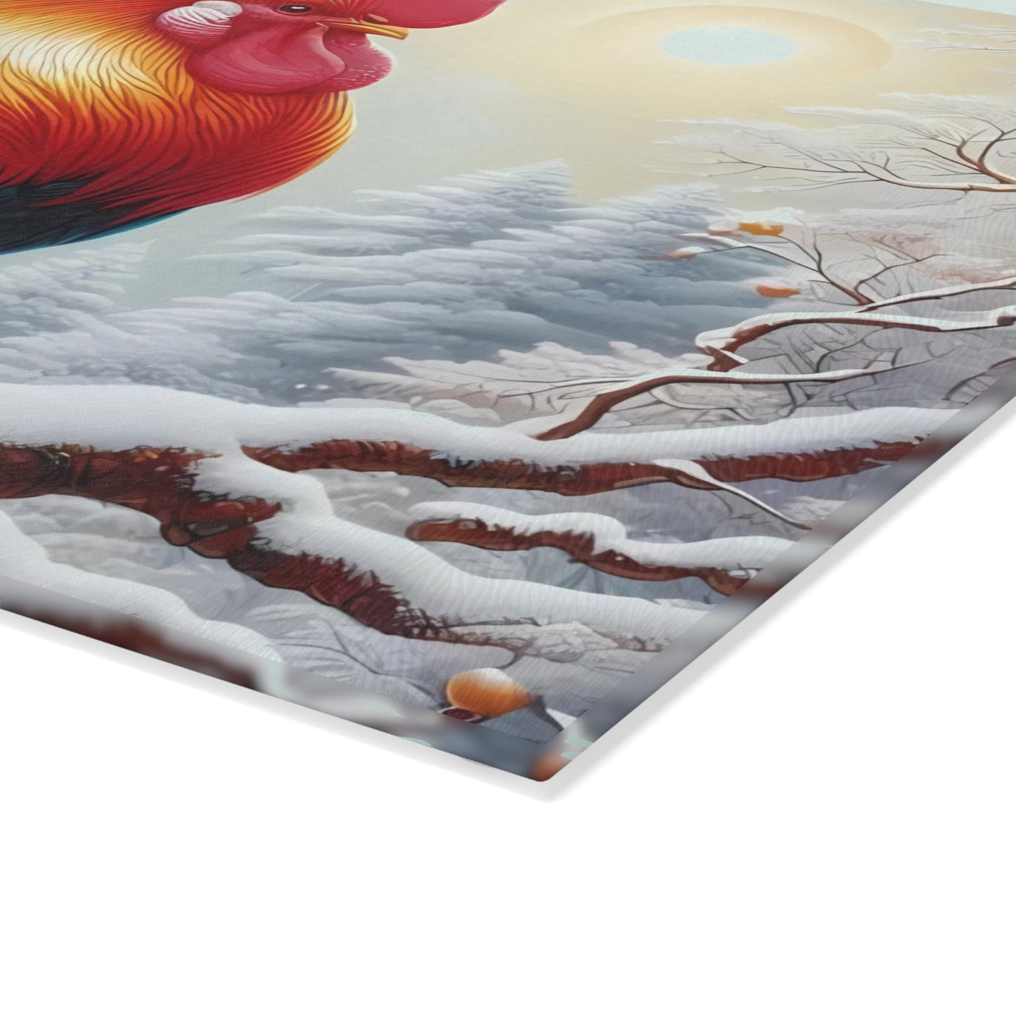 🐓❄️ Winter Rooster Cutting Board – Snowy Elegance for Your Kitchen ❄️🐓