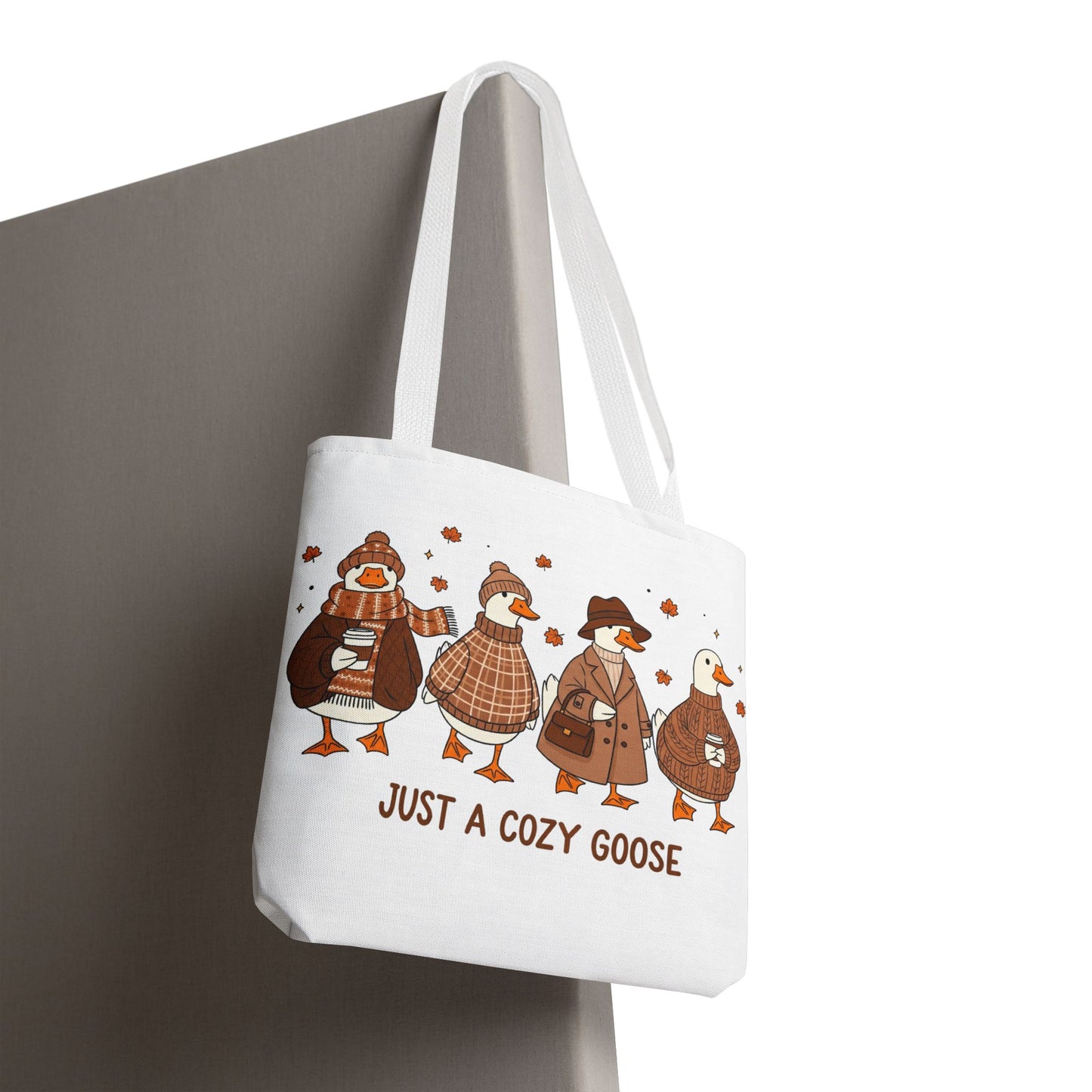 🪶 Just a Cozy Goose Tote Bag – Fall Fashion with Feathered Charm