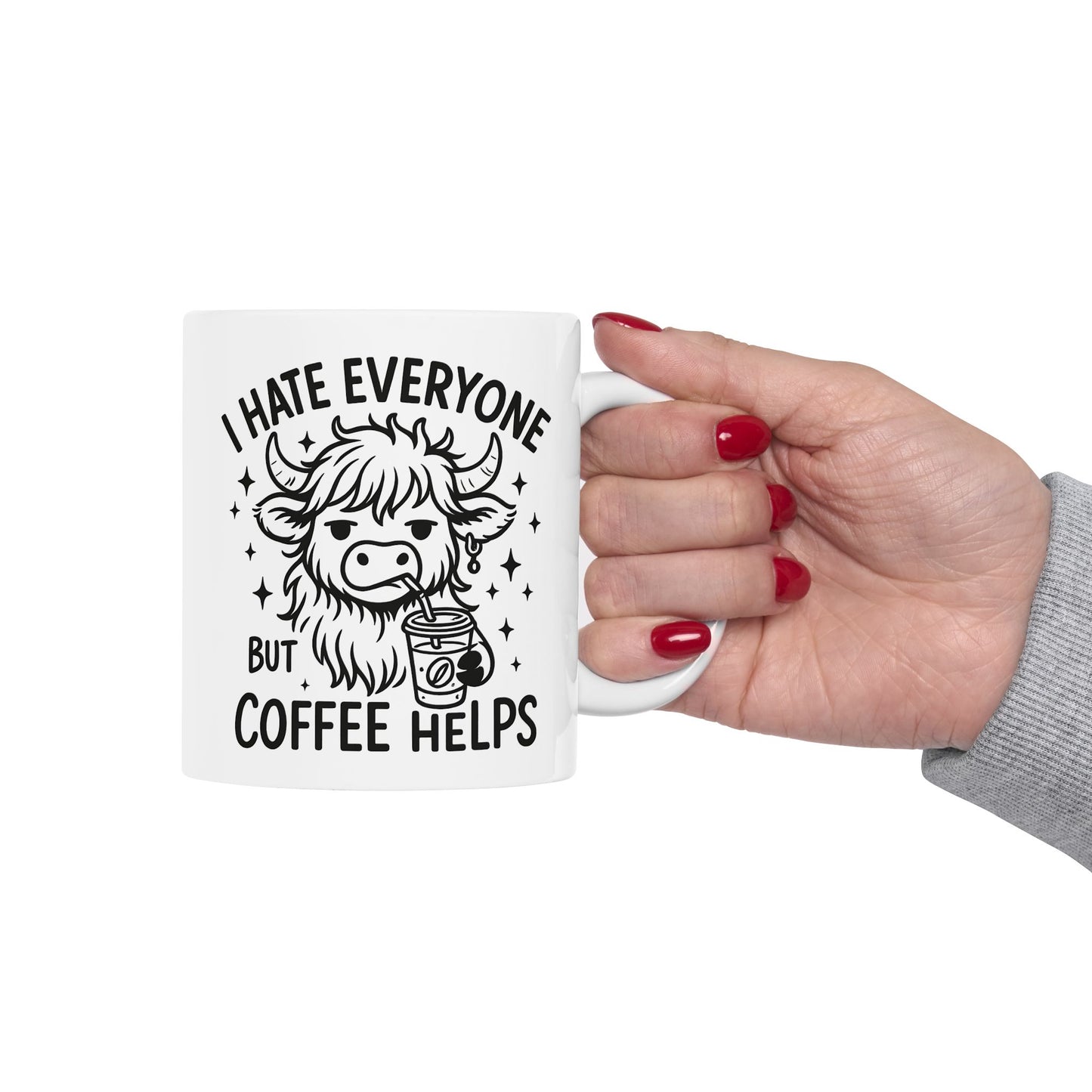 Taza de Vaca Gruñona – “Odio a todos, pero el café ayuda” ☕