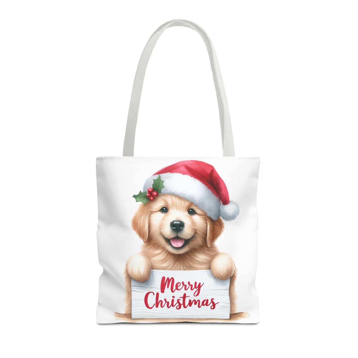 🐾 Golden Retriever “Merry Christmas” Tote Bag – Holiday Cheer in Every Carry 🎄