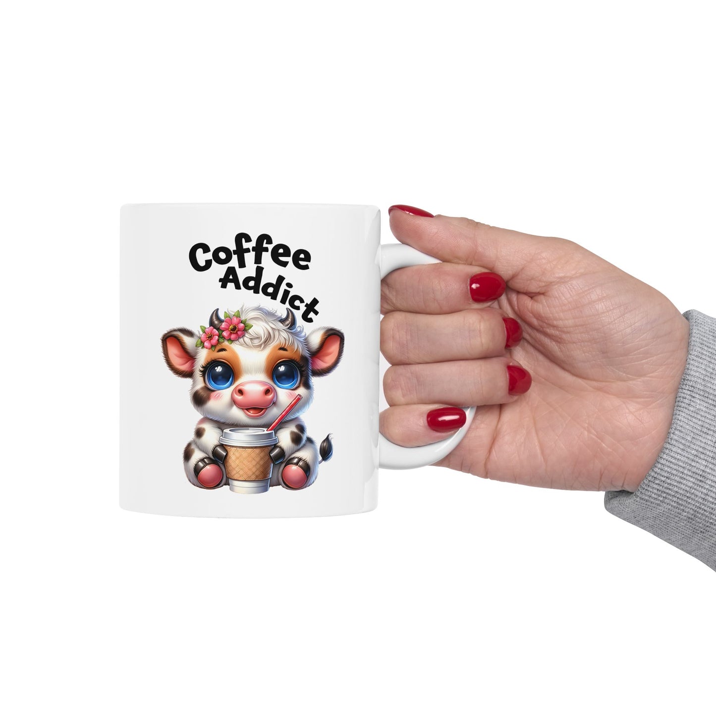 🌸 Vaca Flor y Café – Taza de Café Linda y Divertida para Amantes de los Animales 🐄☕