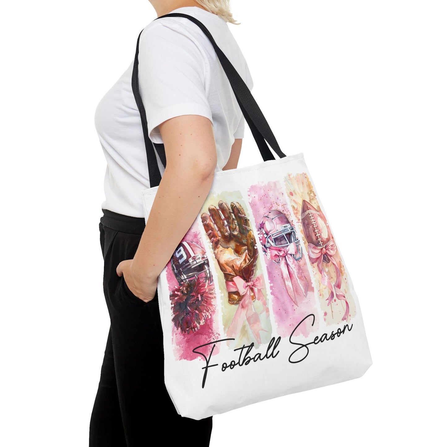 🏈 Game Day Pink Awareness Tote Bag – Sporty Style with a Purpose 🎀👜