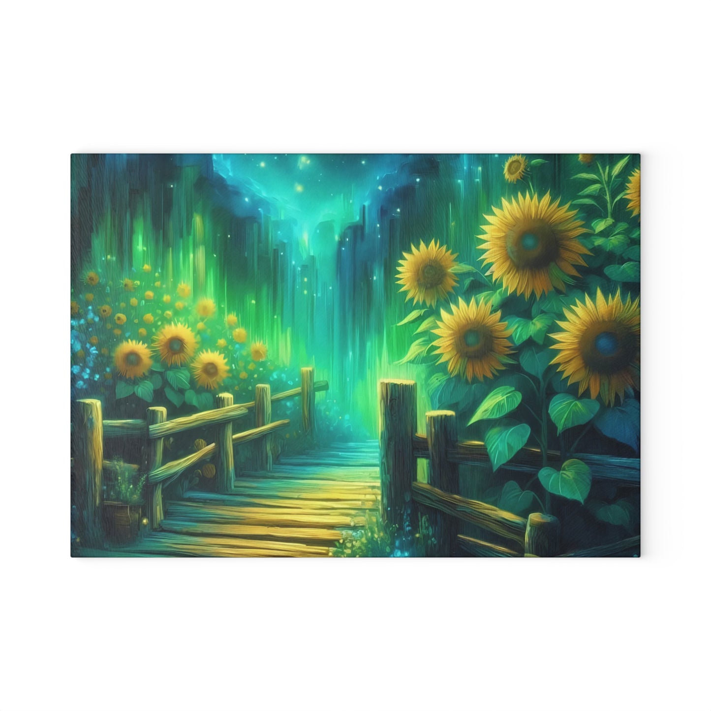 Tabla de cortar de vidrio templado con diseño de girasol: ¡Ilumina tu cocina!