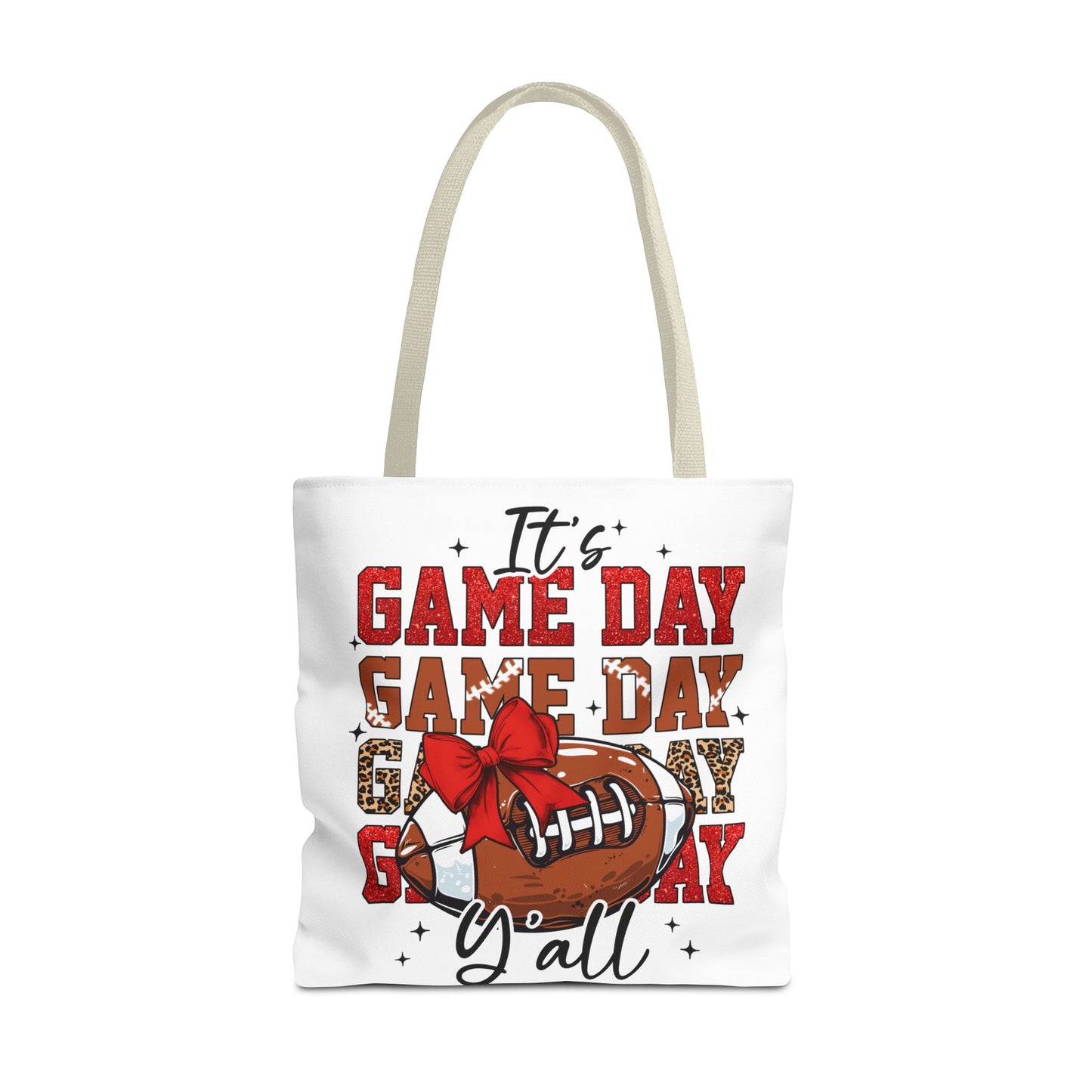 🏈 Game Day Red Bow Football Tote Bag – Sporty, Stylish, and Ready for Kickoff 🎀👜