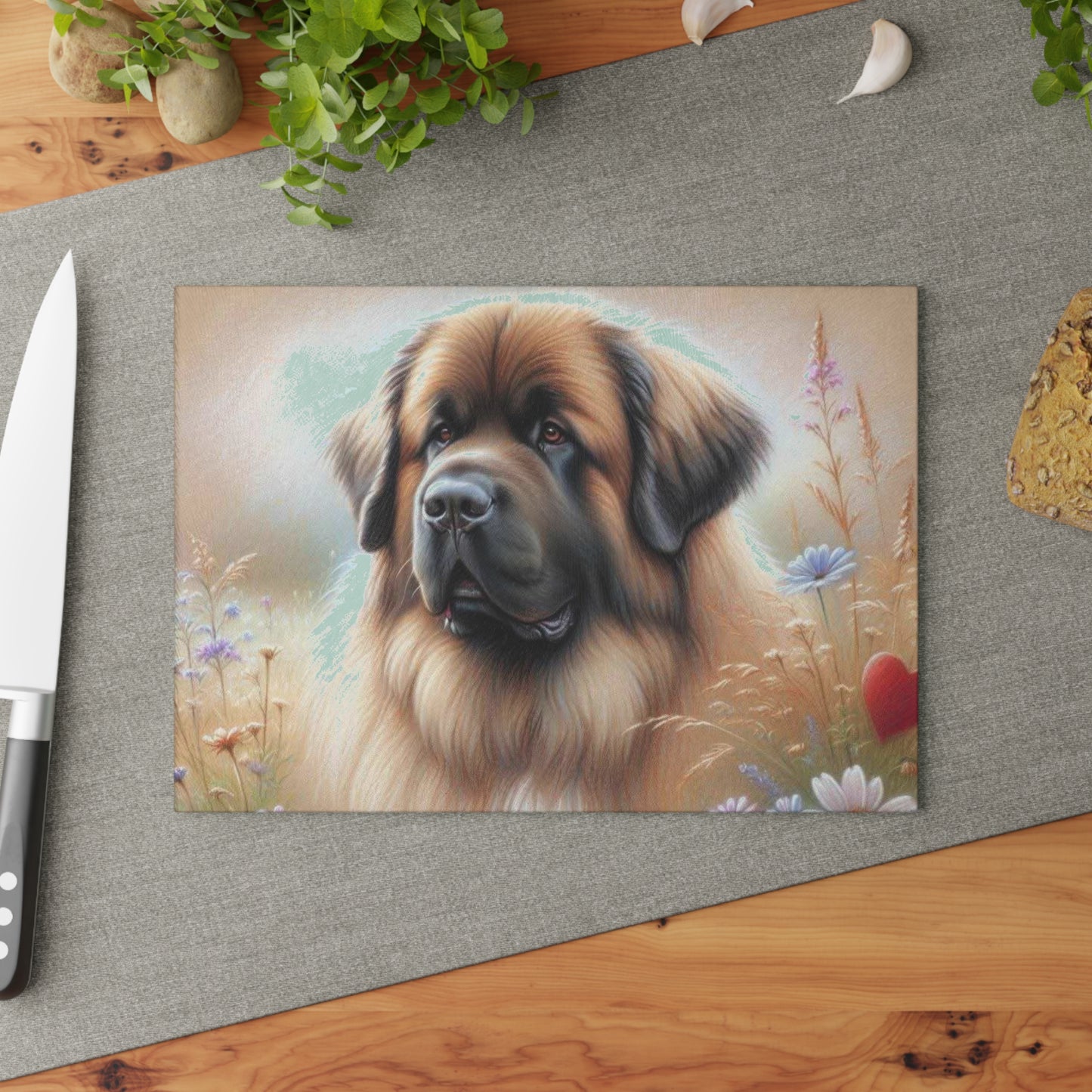 🦁 Leonberger Love Cutting Board – Gentle Giant Elegance for Your Kitchen