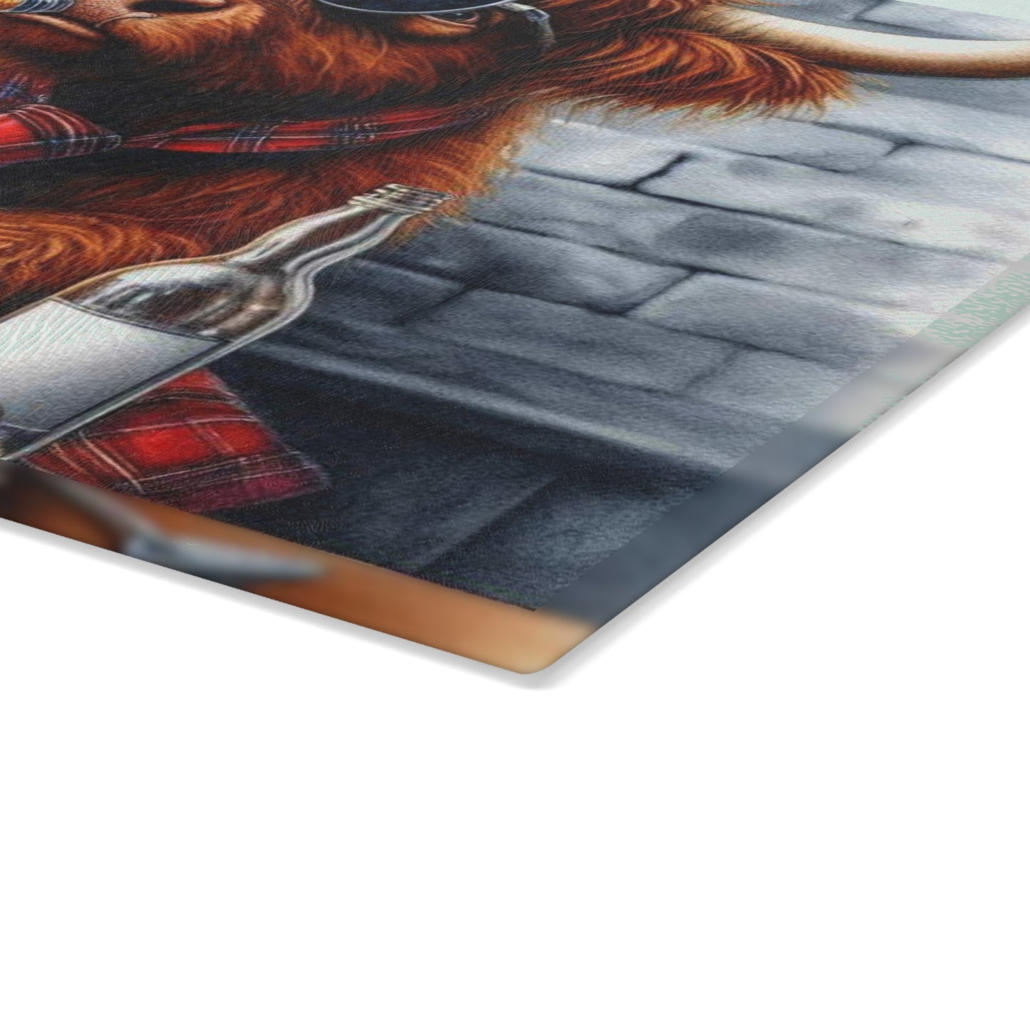 Tabla de cortar de vaca de las Tierras Altas, tabla de cortar de vidrio templado, tabla de charcutería, tabla de cortar, regalo de inauguración de la casa, tabla de cortar personalizada