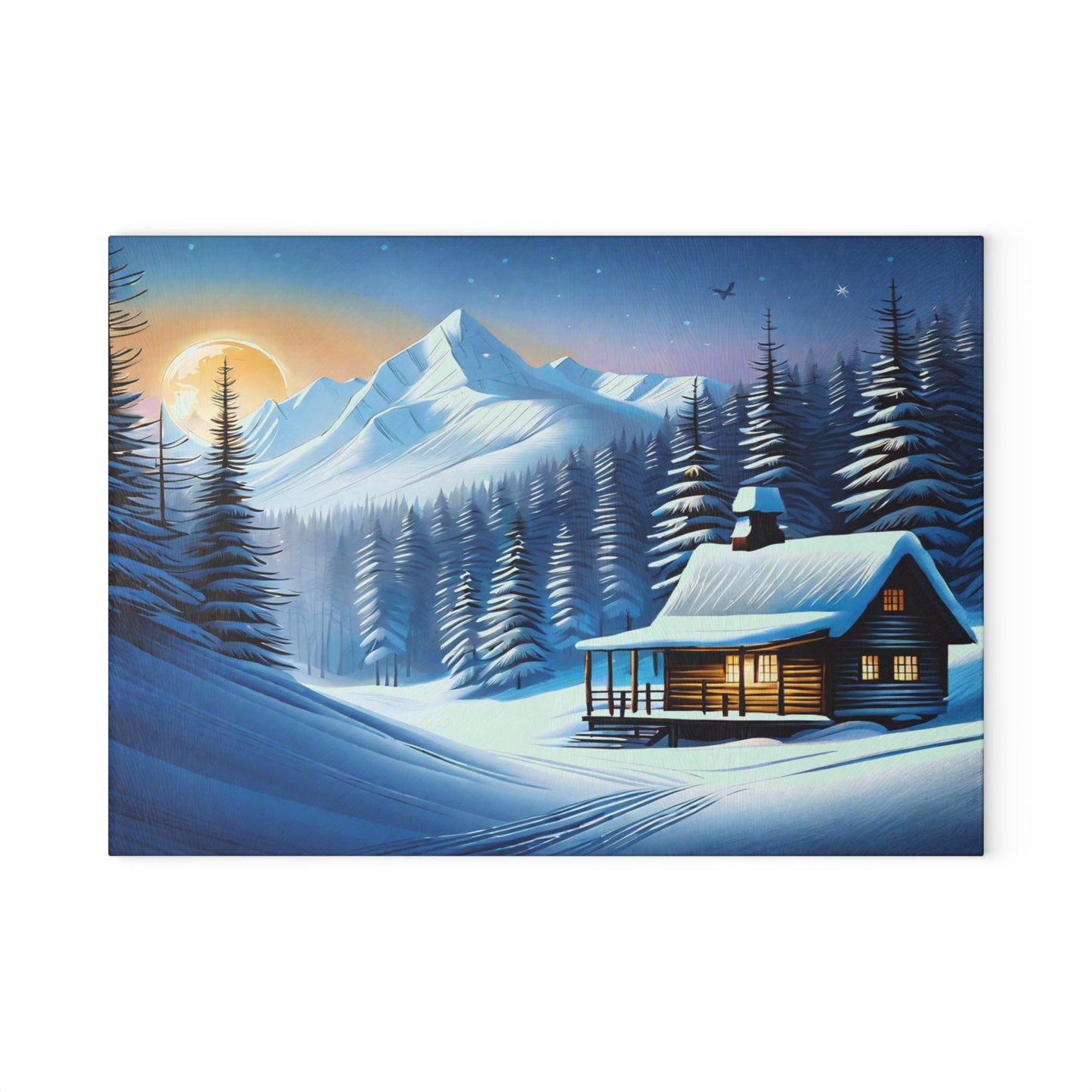 🏔️ Winter Cabin Cutting Board – Cozy Snowy Nights & Mountain Charm
