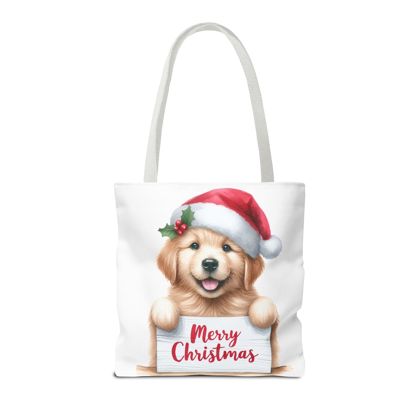 🐾 Golden Retriever “Merry Christmas” Tote Bag – Holiday Cheer in Every Carry 🎄