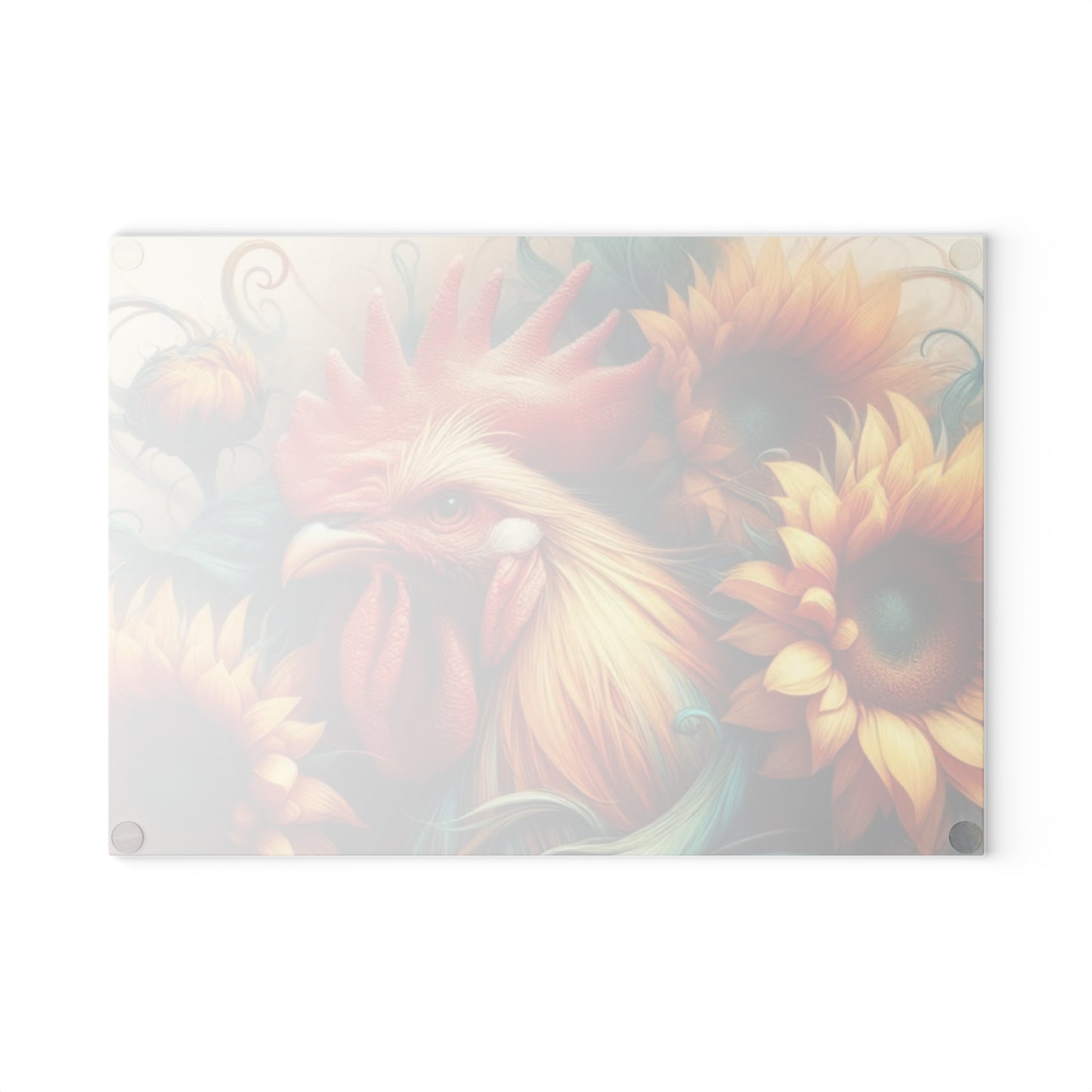 Rooster Glass Cutting Board – Rustic Farmhouse Kitchen Decor | Tempered Glass Charcuterie & Serving Board