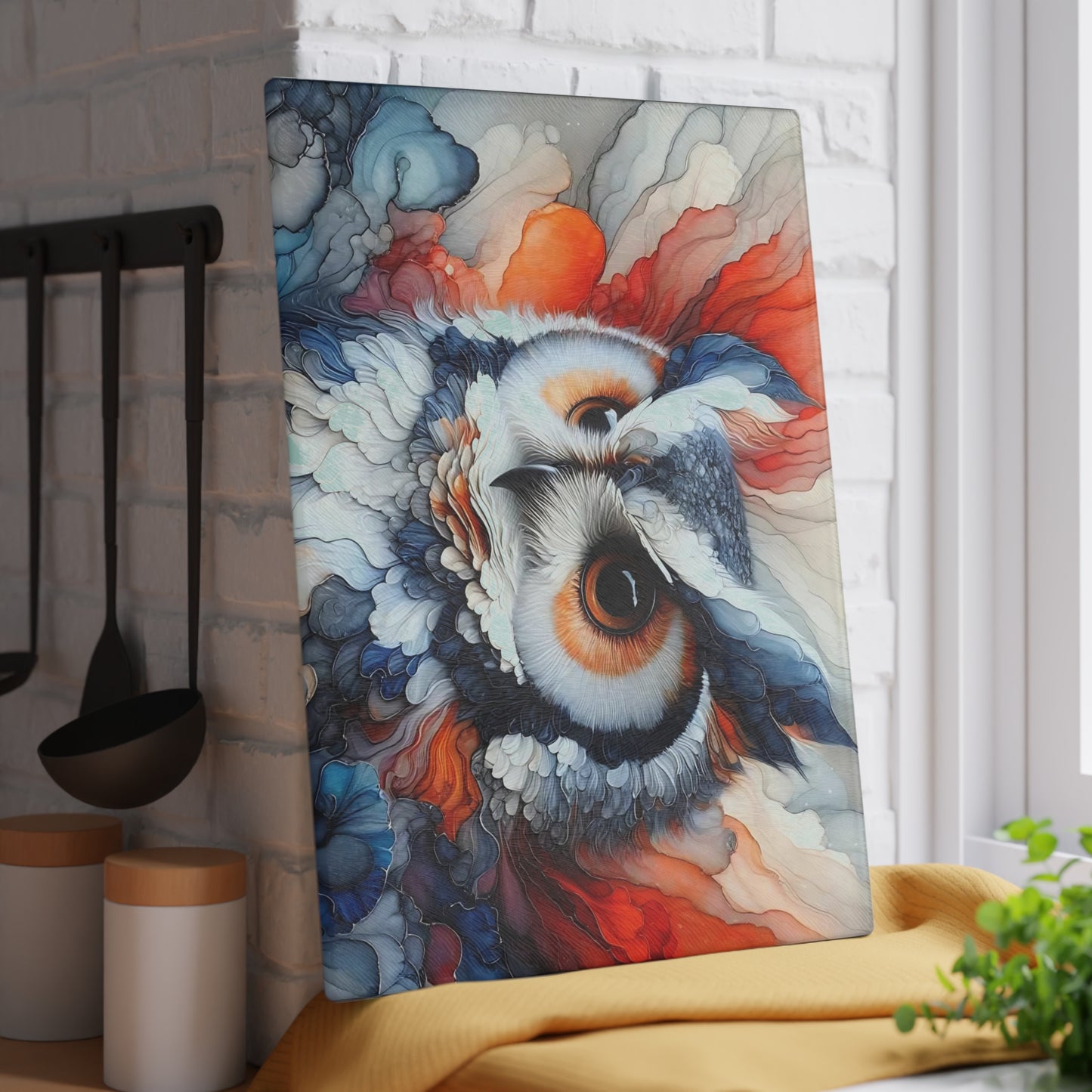 Owl Cutting Board, Charcuterie Board, unique cutting board, Tempered Glass Cutting Board, Housewarming Gift, Custom cutting board