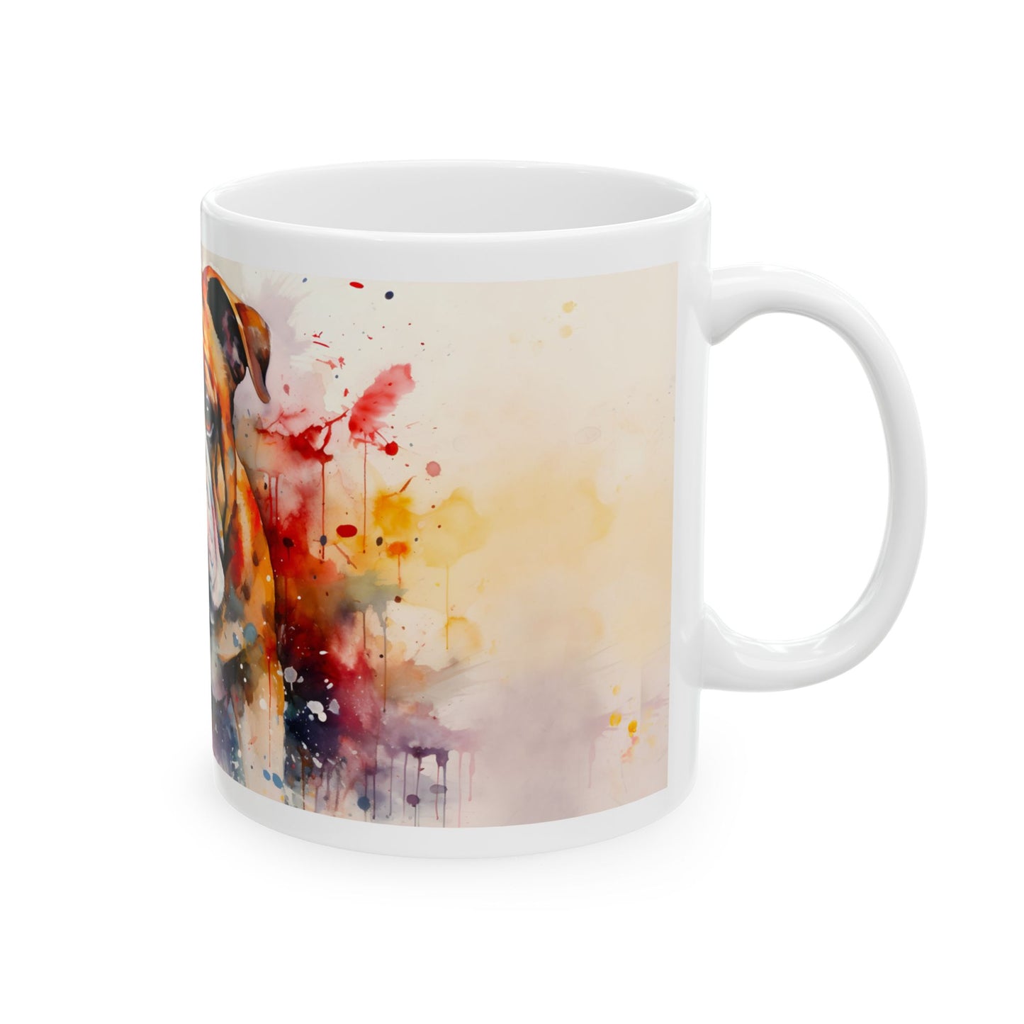 Taza de acuarela de bulldog: ¡una representación colorida y atrevida de tu peludo amigo!