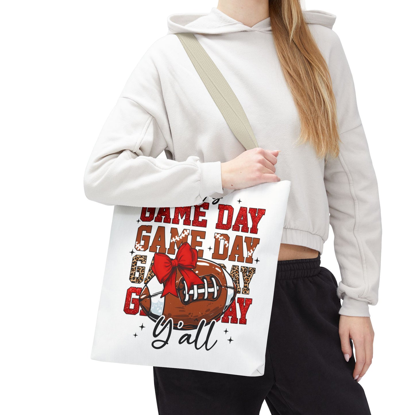 🏈 Game Day Red Bow Football Tote Bag – Sporty, Stylish, and Ready for Kickoff 🎀👜