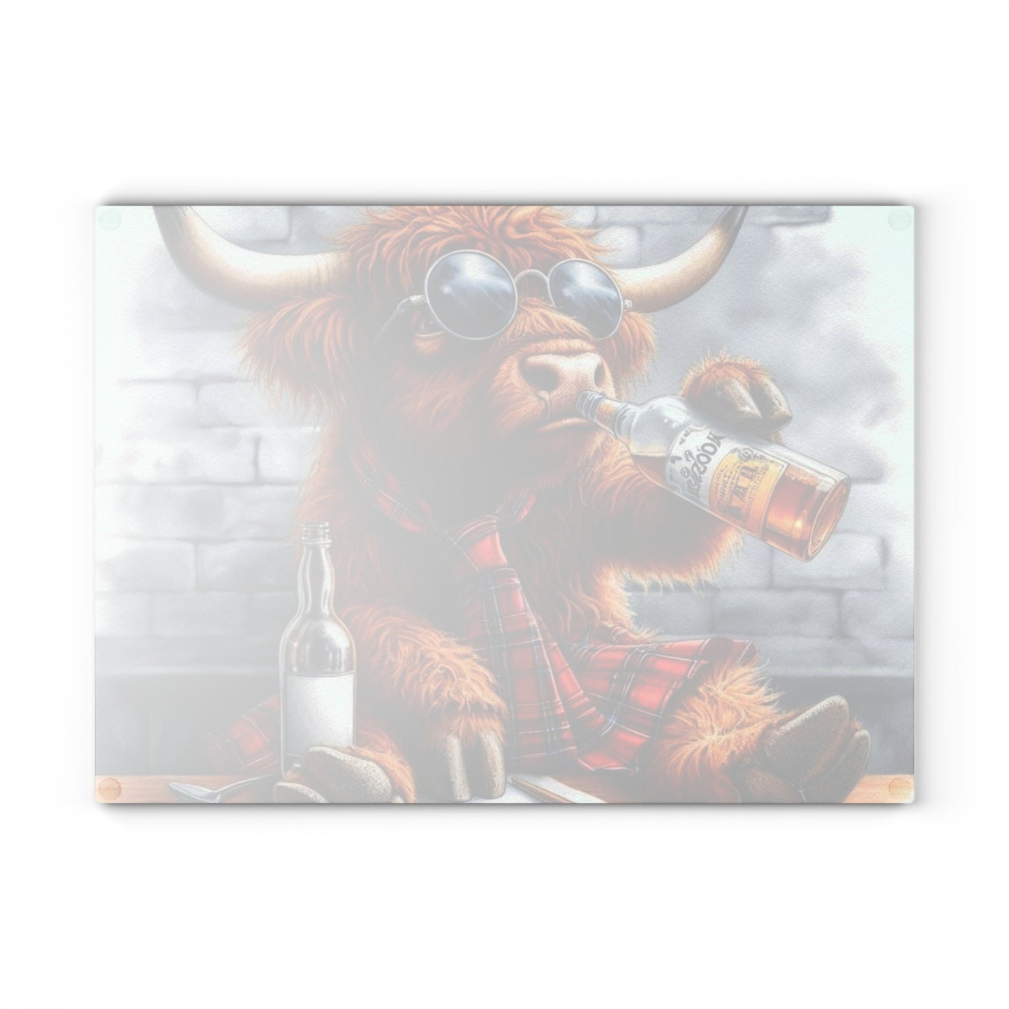 Tabla de cortar de vaca de las Tierras Altas, tabla de cortar de vidrio templado, tabla de charcutería, tabla de cortar, regalo de inauguración de la casa, tabla de cortar personalizada