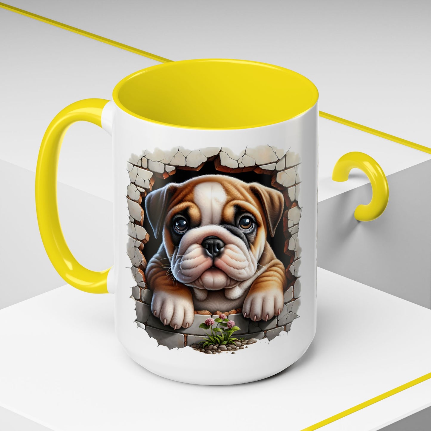 ๐๐ถ English Bulldog Puppy Accent Mug โ Cute Peek-Through Dog Design for Animal Lovers โ๐