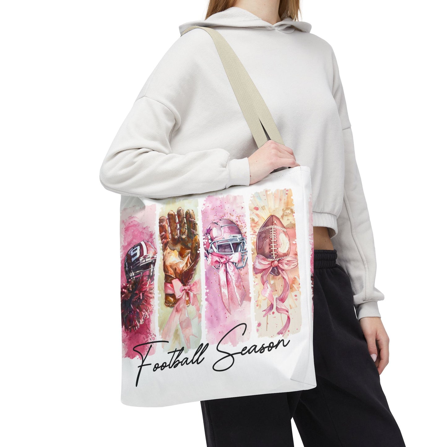 🏈 Game Day Pink Awareness Tote Bag – Sporty Style with a Purpose 🎀👜
