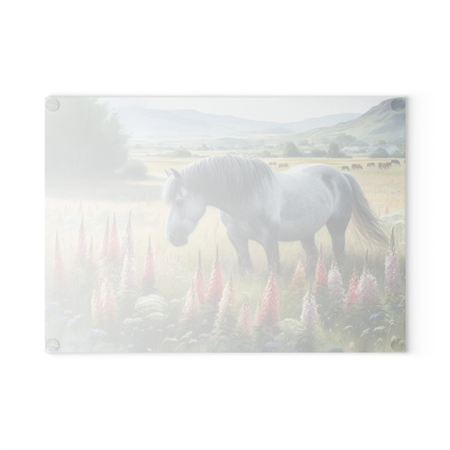 Horse Cutting Board, Equestrian Gift, Glass Cutting Board, Rustic Kitchen Decor, Horse Lover Gift, Farmhouse Kitchen Decor, Horse Lover Gift