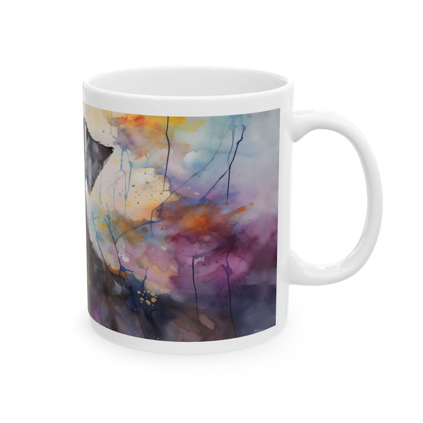 Taza de acuarela con diseño de Schnauzer: ¡Un toque de personalidad y color!