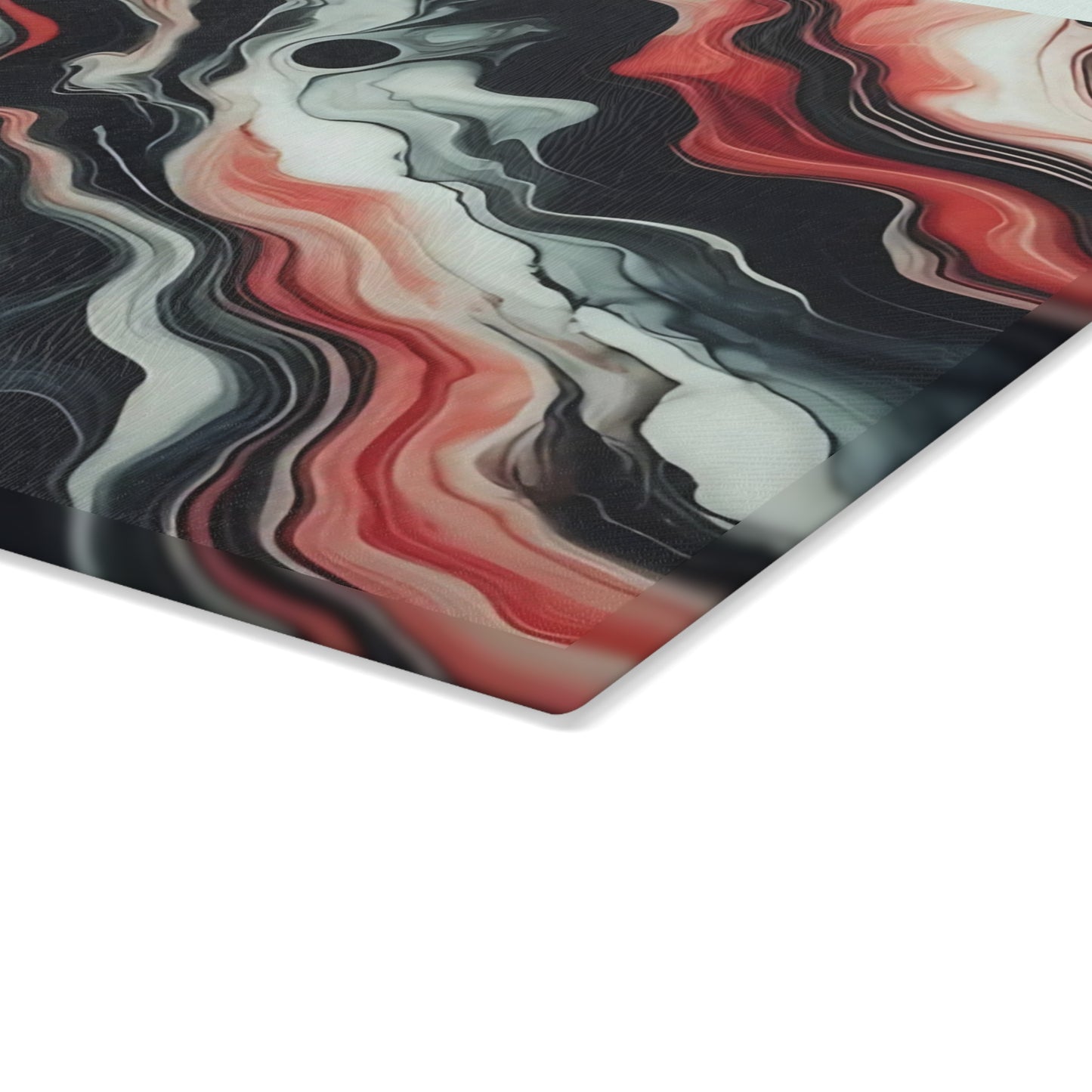 Tabla de cortar de vidrio con diseño de mármol rojo, negro y blanco: decoración de cocina moderna inspirada en el mármol, un regalo elegante y funcional.