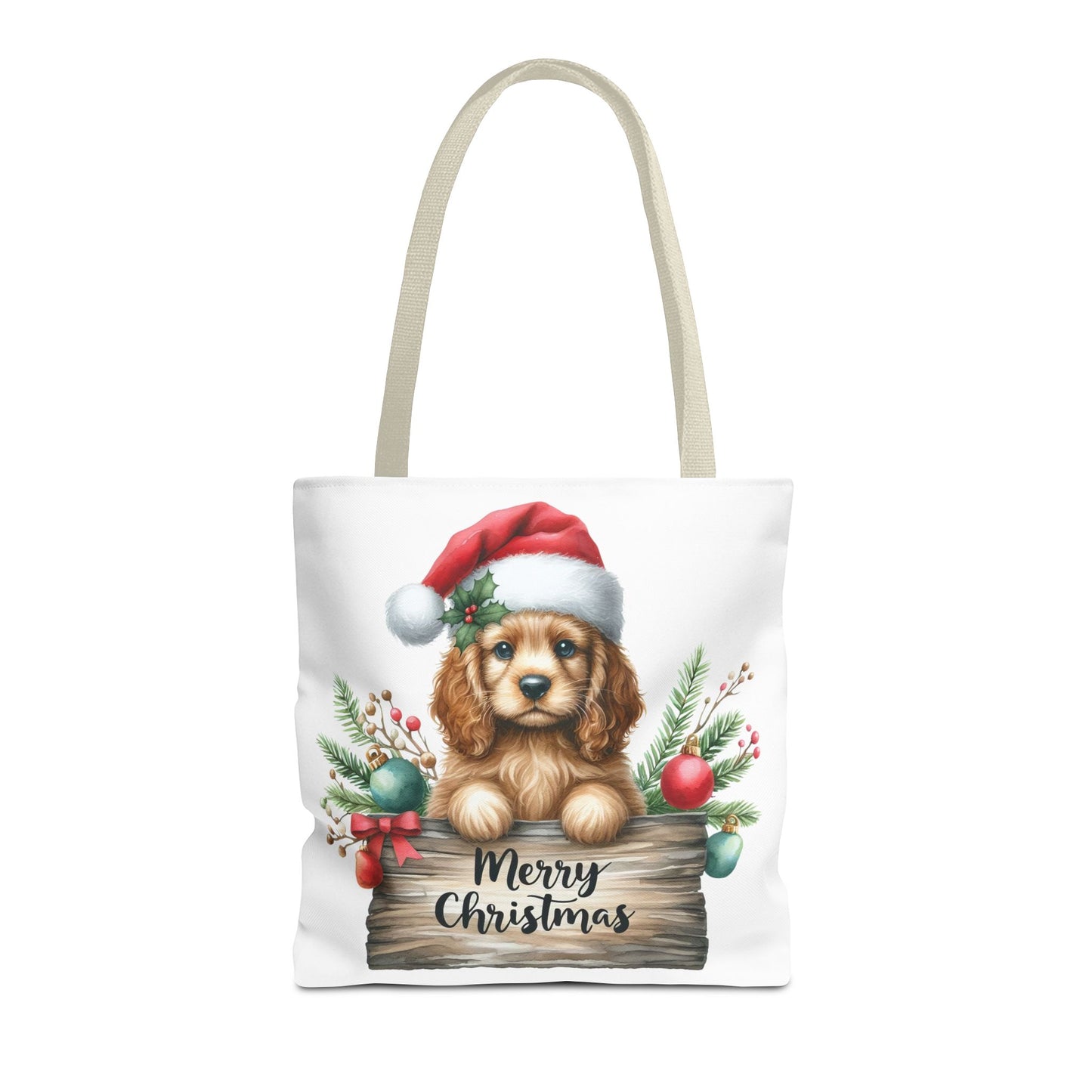 🐶 Cocker Spaniel “Merry Christmas” Tote Bag – Cozy Holiday Charm in Every Stitch 🎄