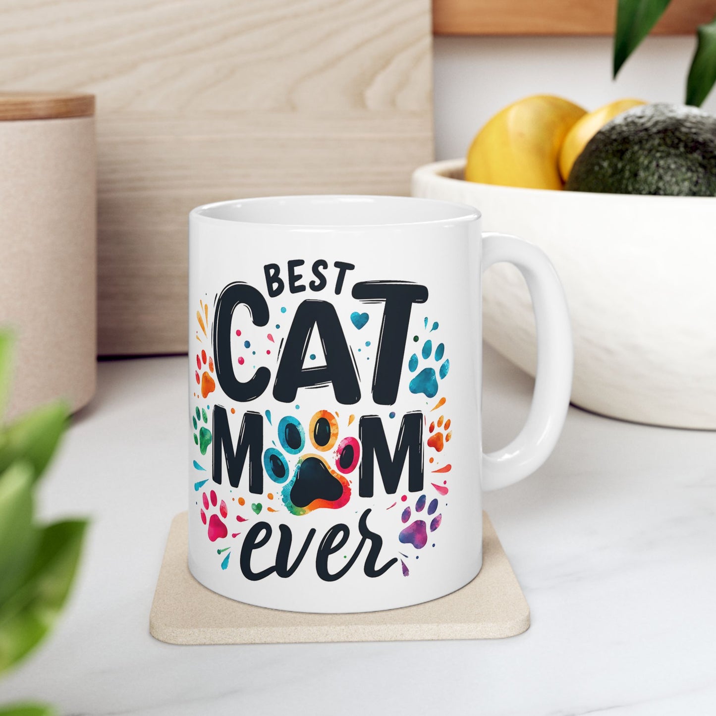 Taza "La mejor mamá gata", regalo adorable para amantes de los gatos, taza de cerámica, divertida taza para dueños de mascotas, regalo para el Día de la Madre, taza personalizada para mamá gata