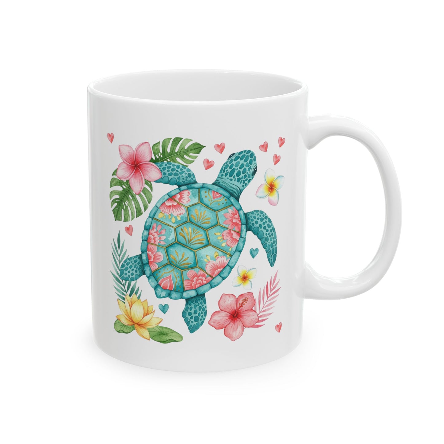 🌺 Tropical Sea Turtle Mug – Island Vibes & Floral Bliss 🐢🌴