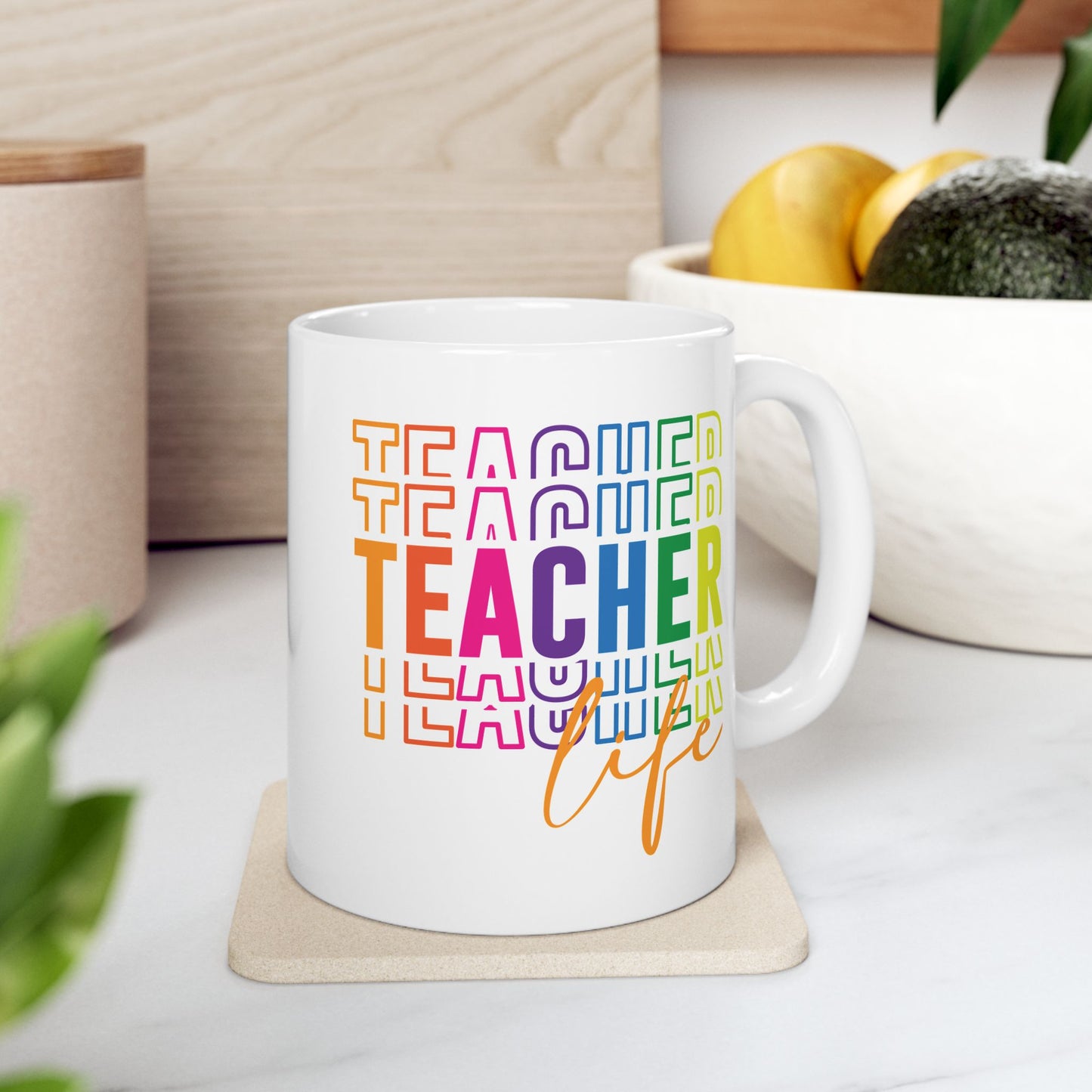 🍎 Teacher Life Rainbow Mug – Bold, Bright & Perfect for Educators 🌈☕