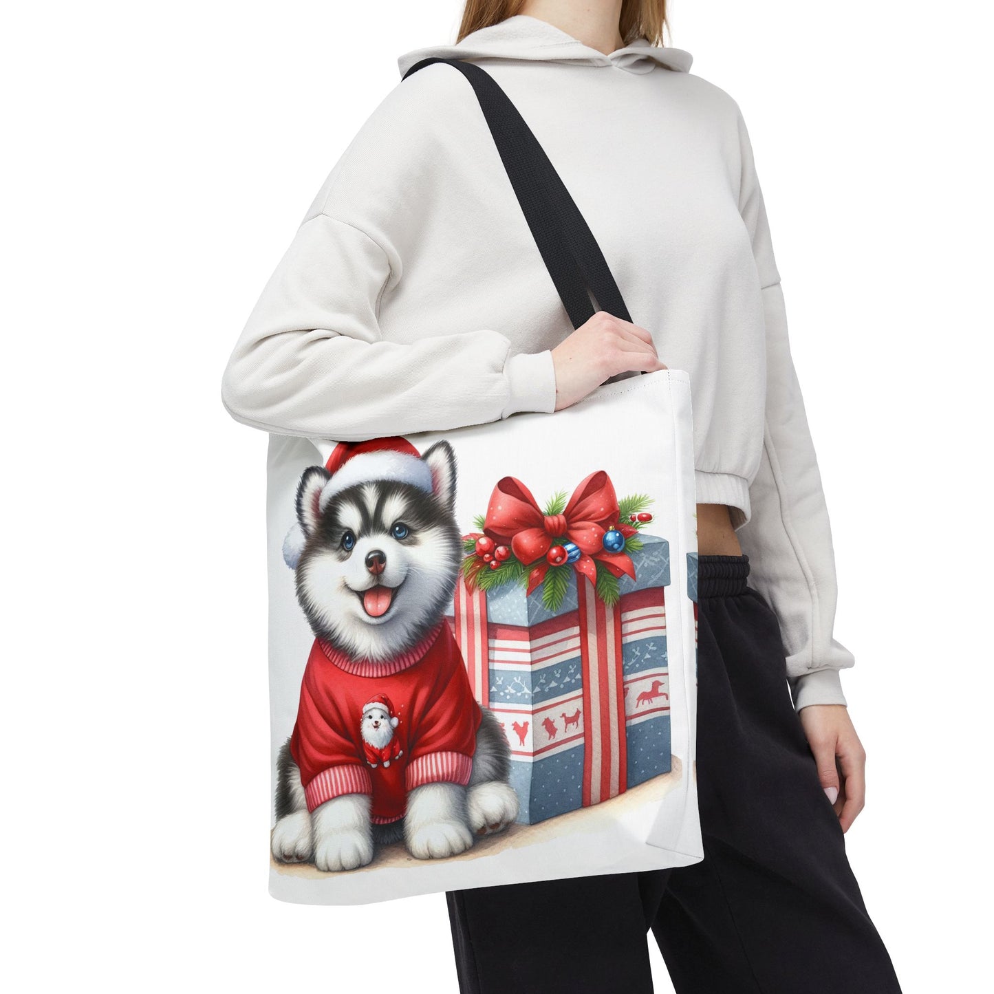 🎁 Christmas Husky Tote Bag – Festive Pup & Holiday Cheer in Every Carry 🎄