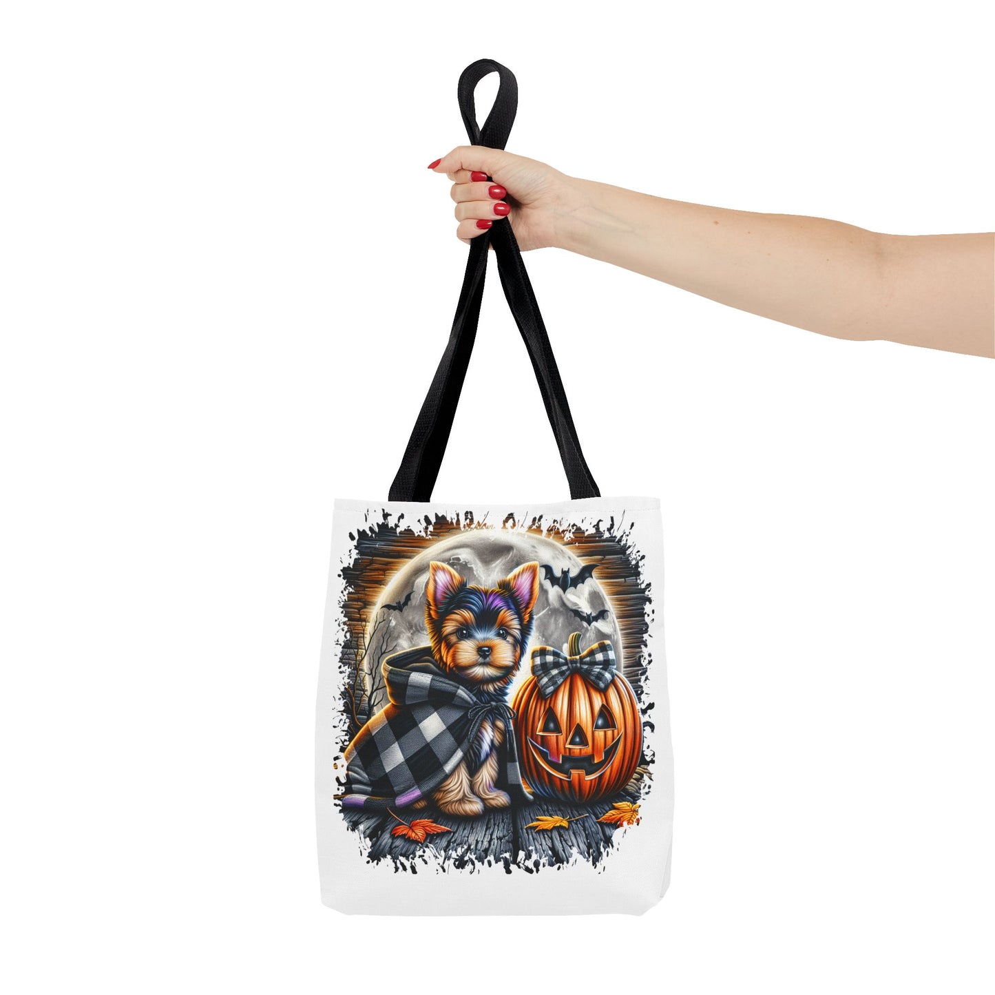 ๐ Yorkie Halloween Tote Bag โ Spooky Cute & Plaid Perfect ๐พ๐ค๐