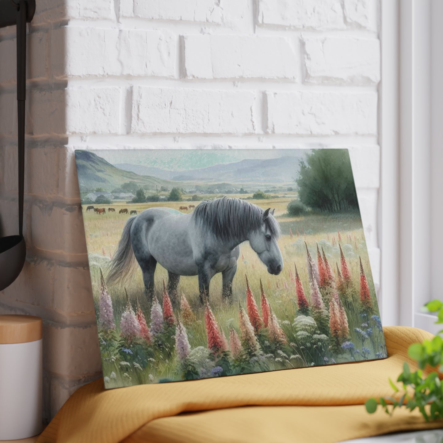 Horse Cutting Board, Equestrian Gift, Glass Cutting Board, Rustic Kitchen Decor, Horse Lover Gift, Farmhouse Kitchen Decor, Horse Lover Gift